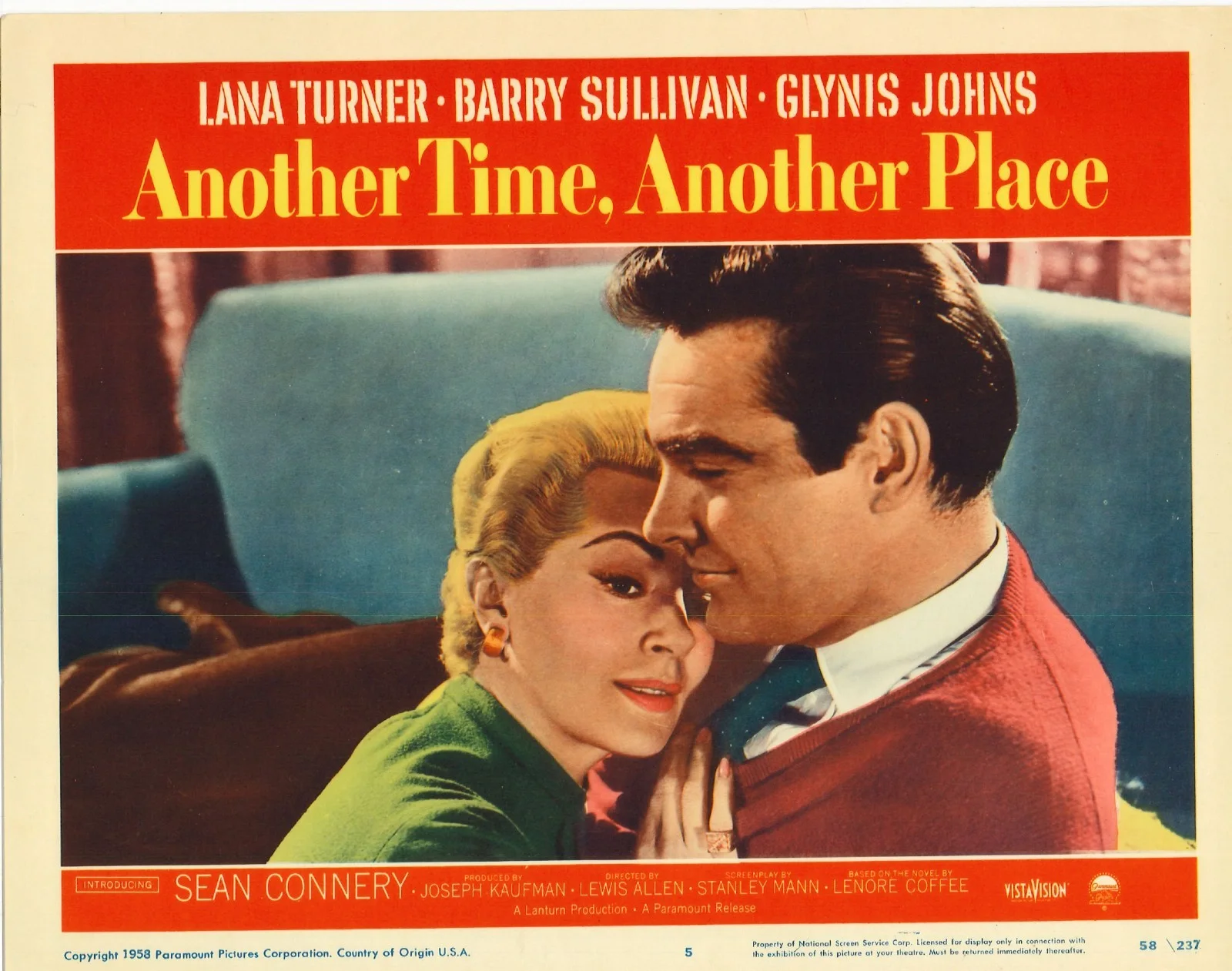 Another Time Another Place 3x ORIGINAL US Lobby Cards Lana Turner Sean Connery, image 2