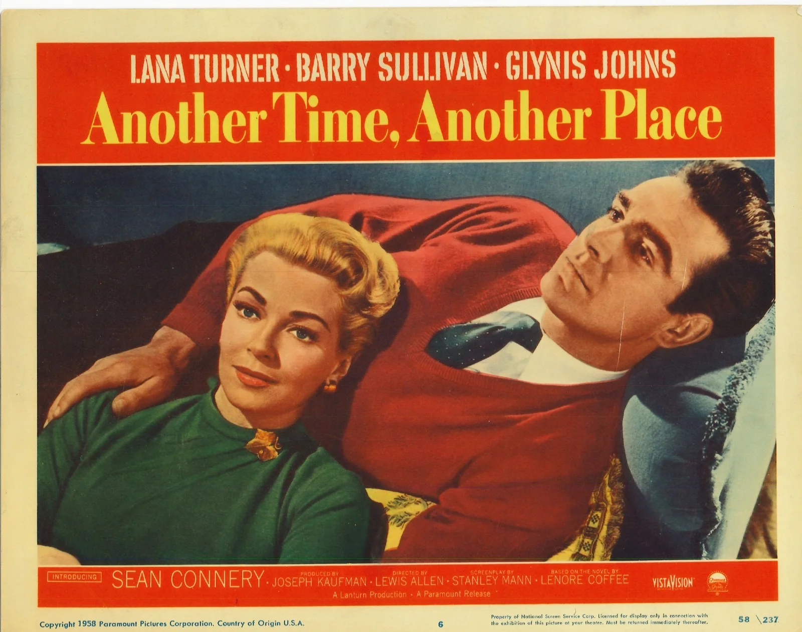 Another Time Another Place 3x ORIGINAL US Lobby Cards Lana Turner Sean Connery, image 3