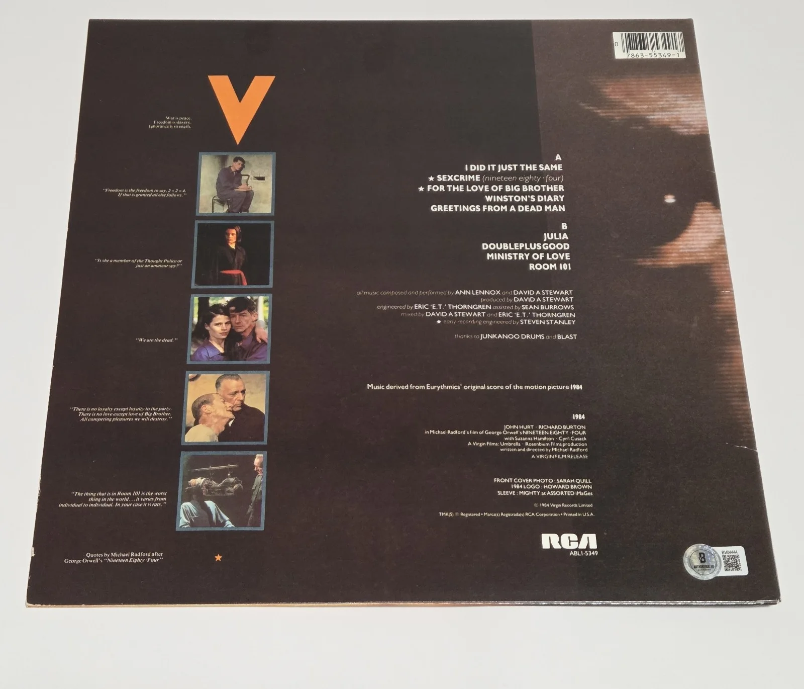 EURYTHMICS ANNIE LENNOX signed autographed "1984" VINYL LP RECORD BECKETT (BAS), image 3