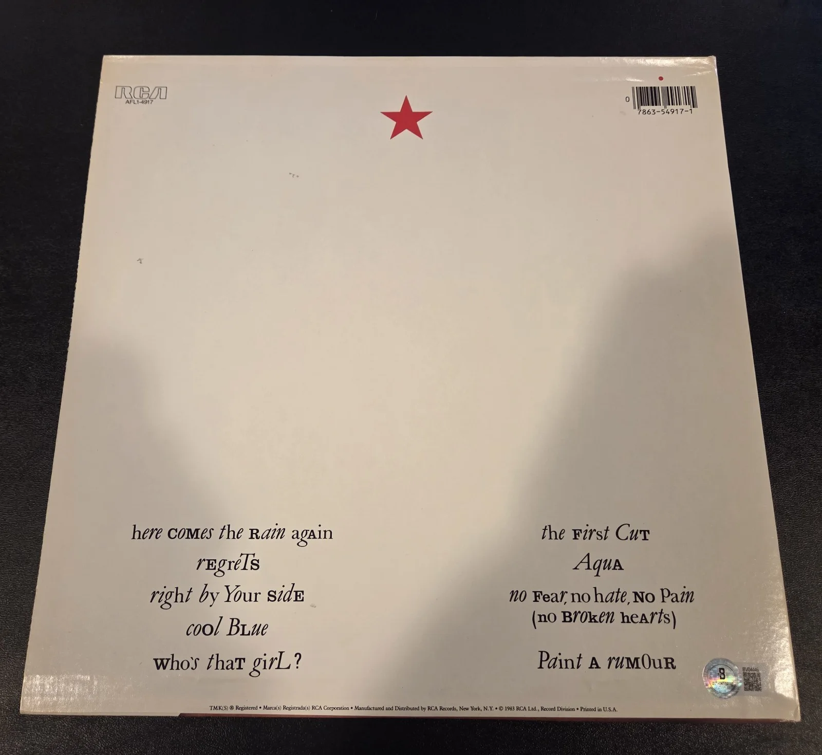 EURYTHMICS ANNIE LENNOX signed autographed "TOUCH" VINYL LP RECORD BECKETT (BAS), image 3