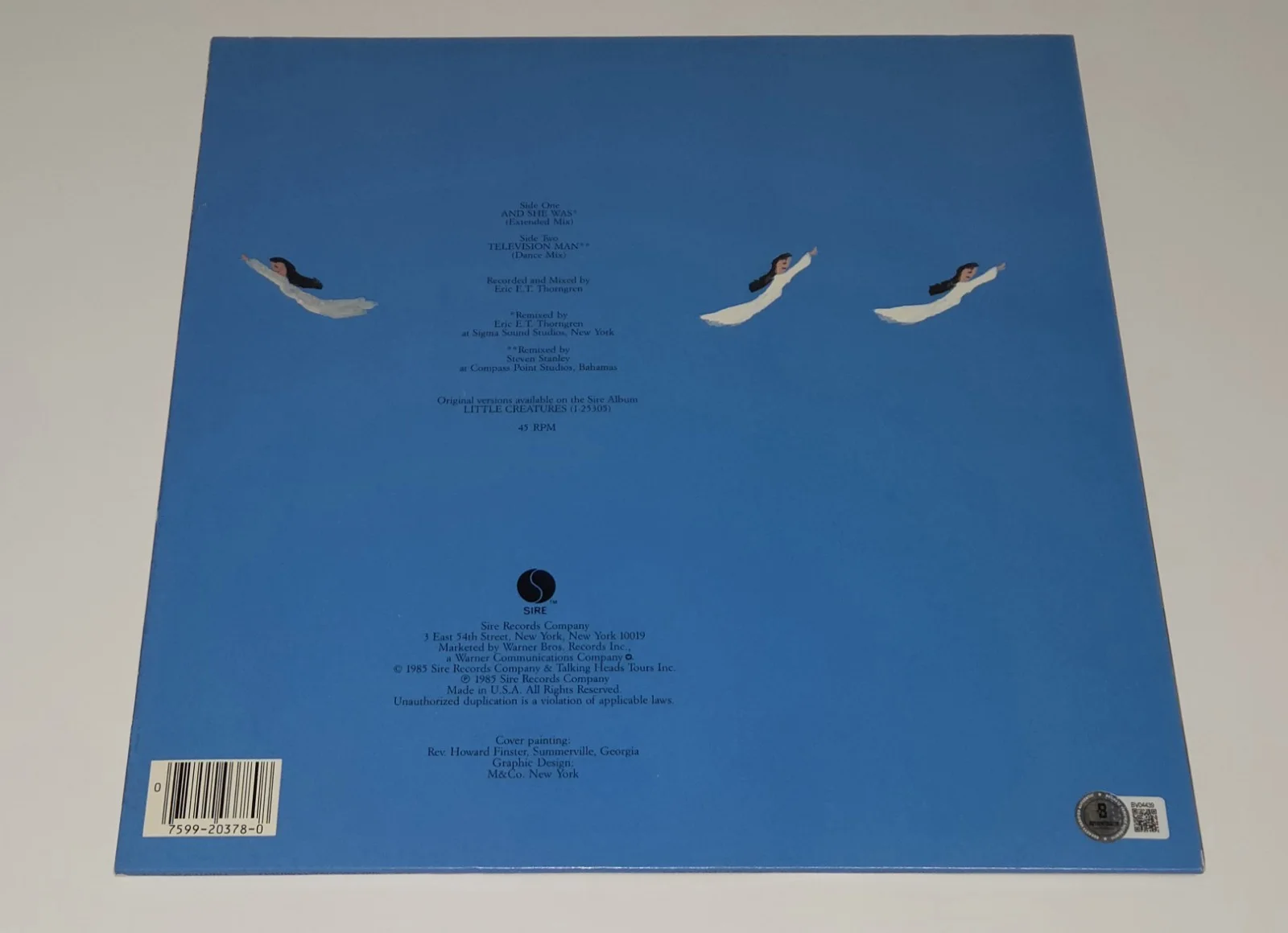 TALKING HEADS DAVID BYRNE signed autographed "AND SHE WAS" EP RECORD BECKETT BAS, image 3