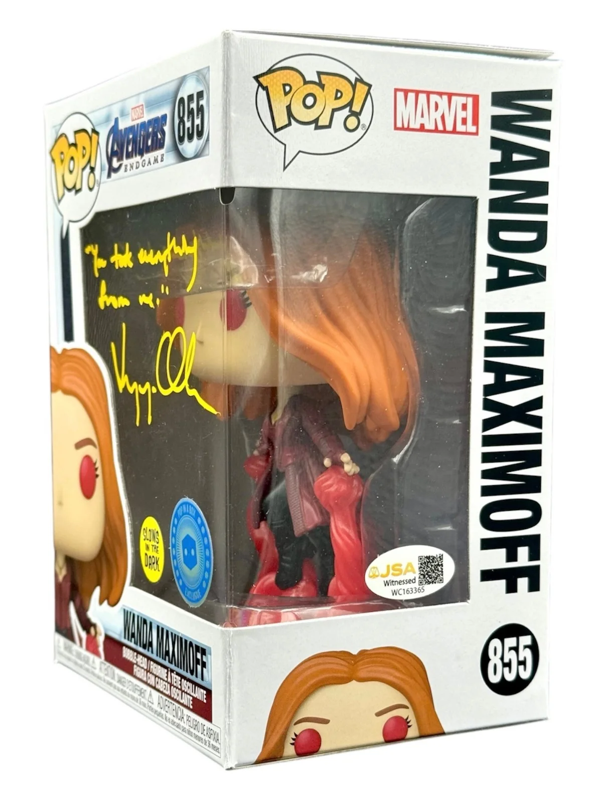 Elizabeth Olsen — Elizabeth Olsen Signed Wanda Maximoff Funko Pop #855 Avengers Autograph JSA COA, изображение 2