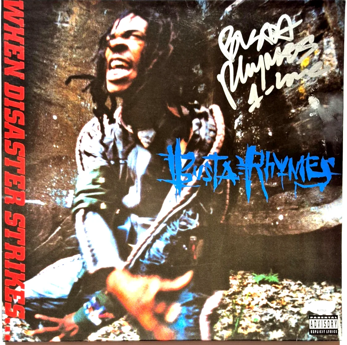 BUSTA RHYMES SIGNED AUTOGRAPHED WHEN DISASTER STRIKES VINYL ALBUM RARE JSA COA, изображение 2
