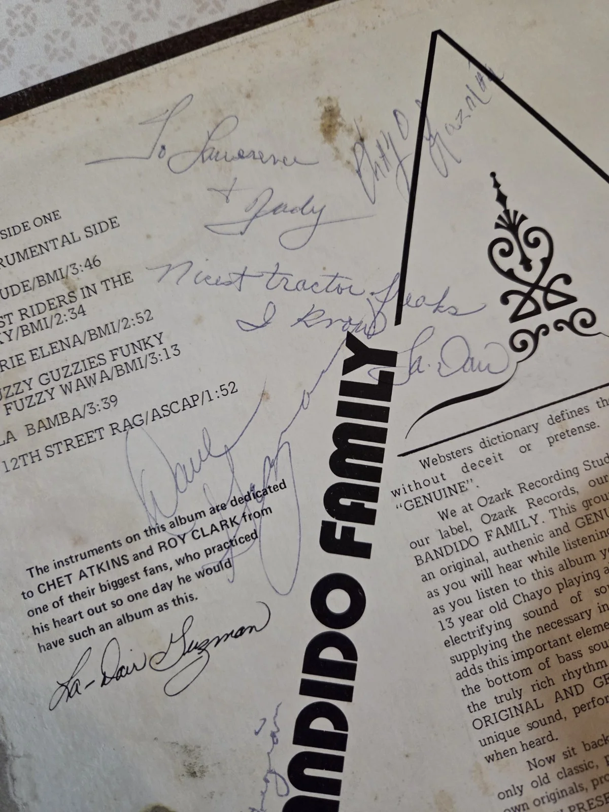 Rare Signed THE BANDIDO FAMILY Vinyl Record LP Autographed Jacket 1977, изображение 4
