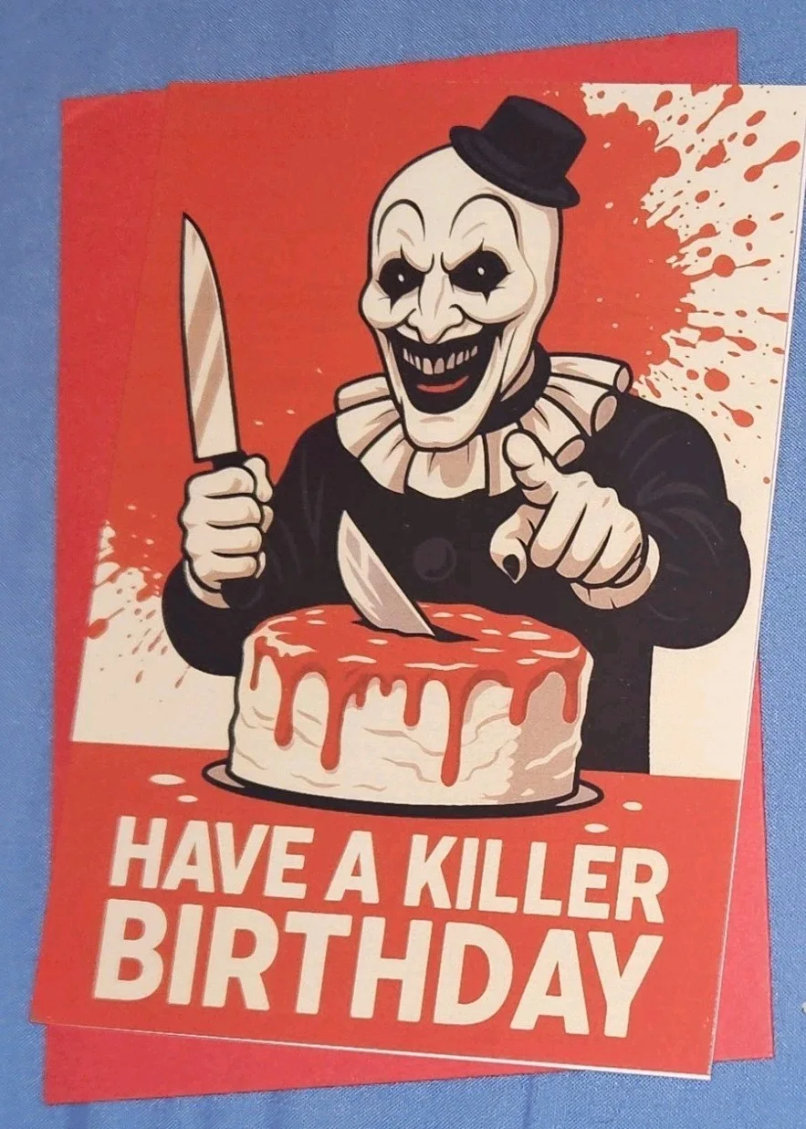 Terrifier / Art The Clown: Acryllic Badge, Keyring & Birthday Card, Horror Set, изображение 2