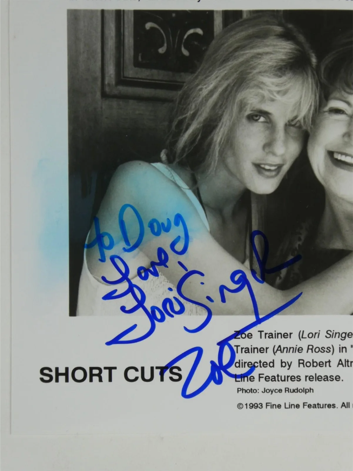 Lori Singer — Lori Singer Annie Ross Signed 8x10 Photo Short Cuts Personalized Doug DAMAGE, image 2