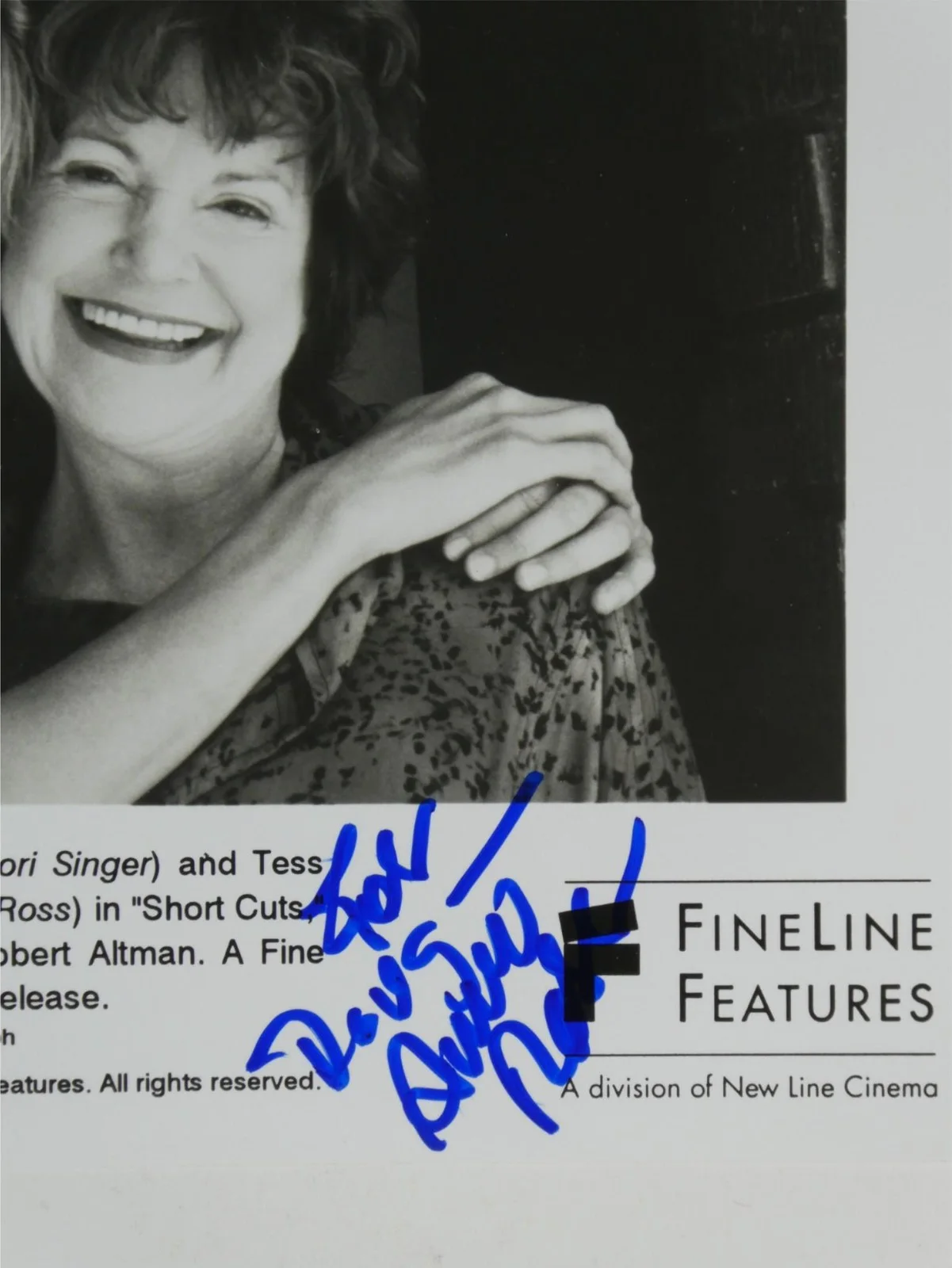 Lori Singer — Lori Singer Annie Ross Signed 8x10 Photo Short Cuts Personalized Doug DAMAGE, image 3