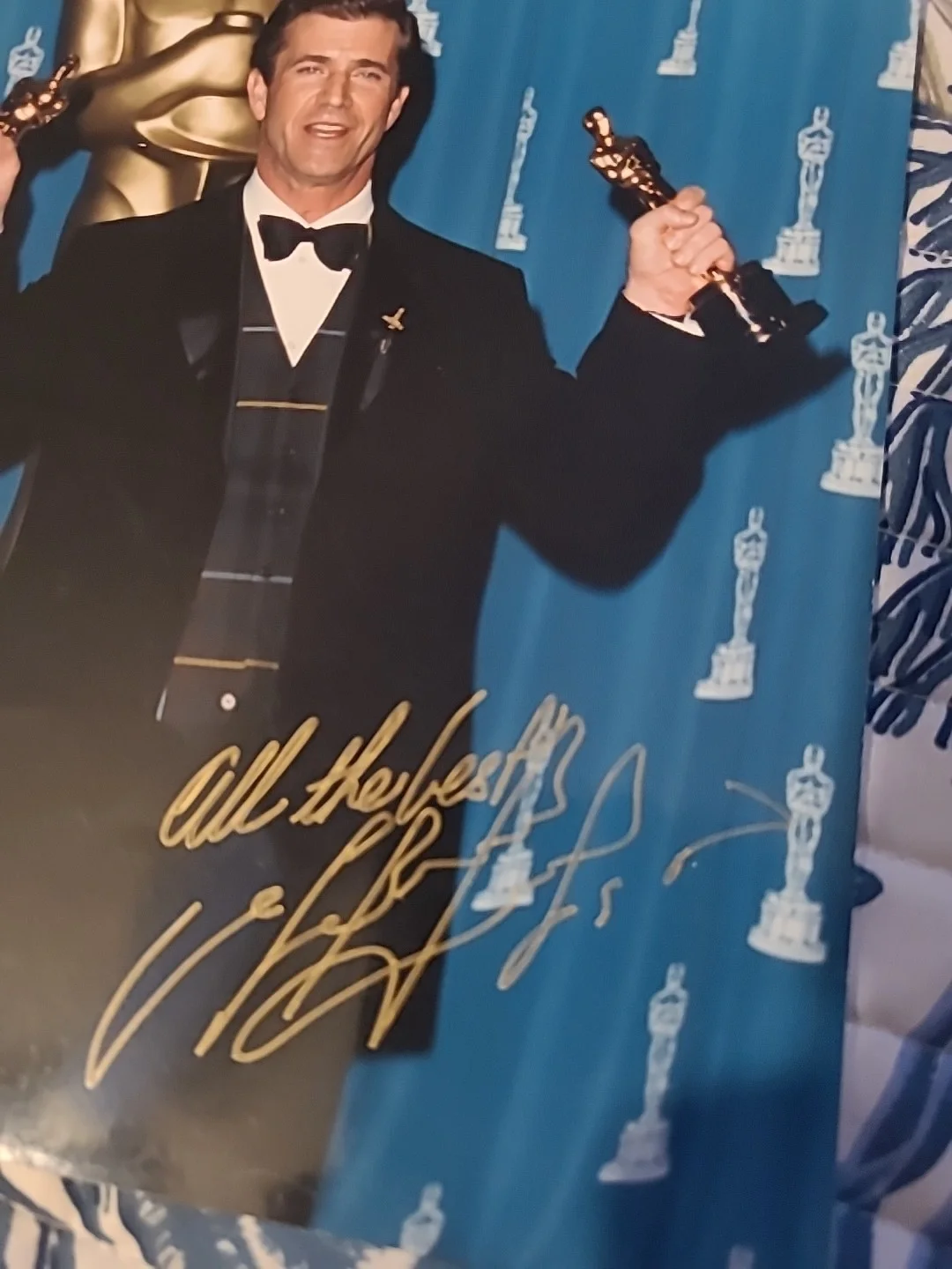 Mel Gibson Autographed 8x10 Photo Of Him Winning Oscar's From Braveheart 1996, изображение 2