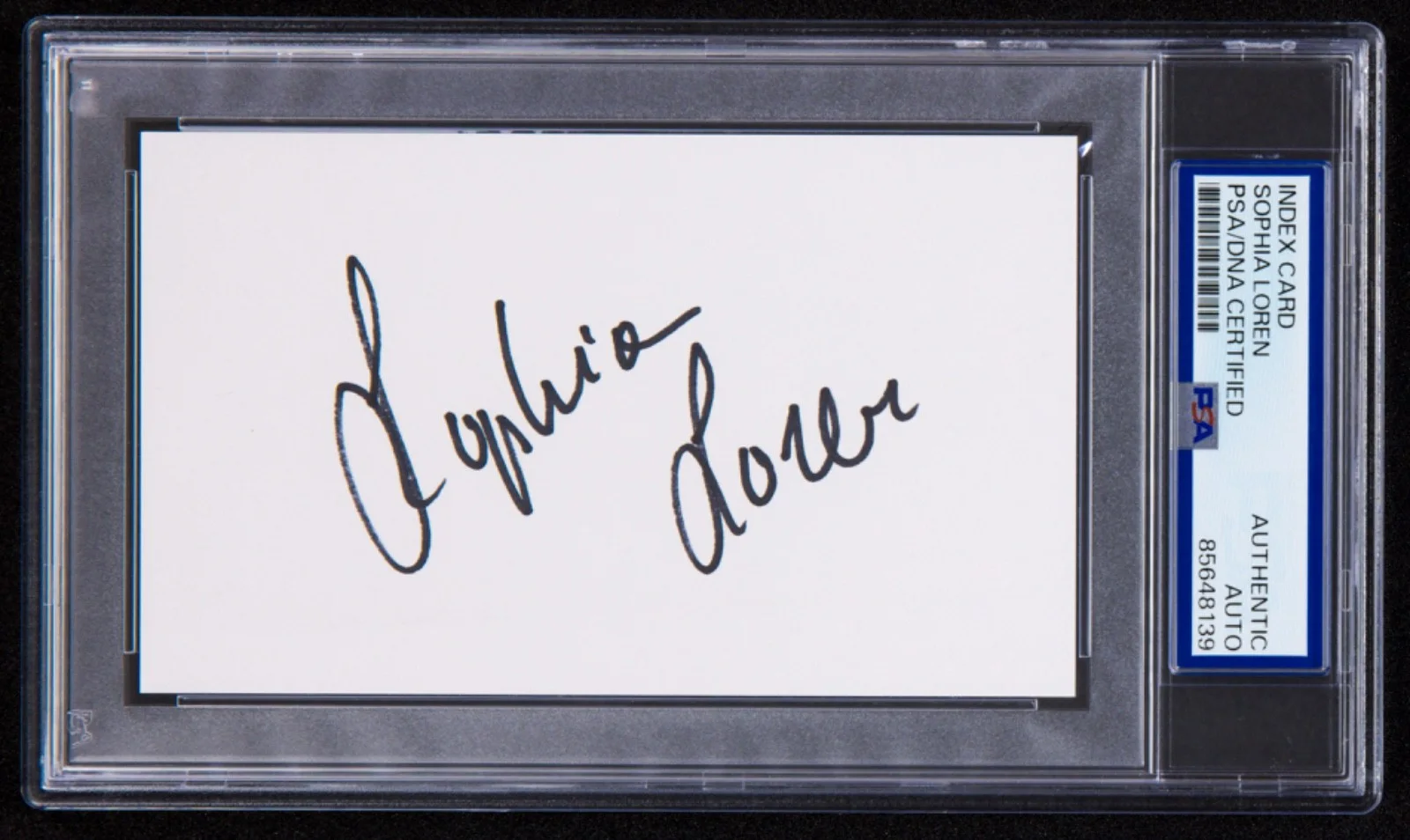 Sophia Loren — Sophia Loren Signed Index Card (PSA) Classic Golden Age Hollywood Actress Auto
