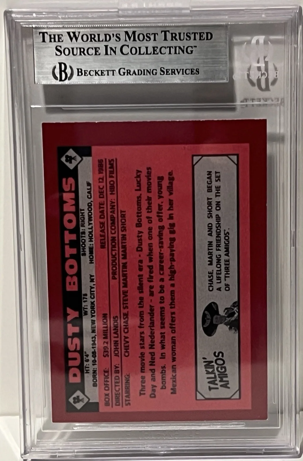 Chevy Chase — CHEVY CHASE Dusty Bottoms Signed Autographed Auto Custom Card Three Amigos BGS, image 2