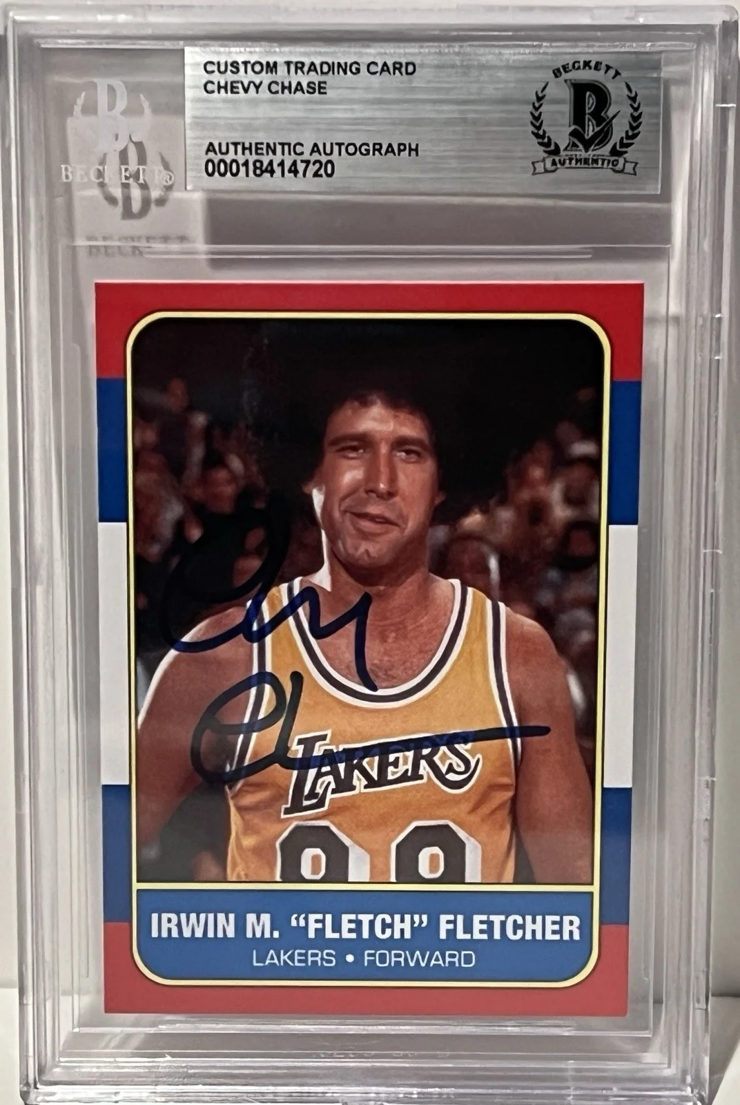Chevy Chase — CHEVY CHASE Signed Autograph Auto 1986/87 Fleer Custom Irwin Fletch Fletcher BGS, изображение 3