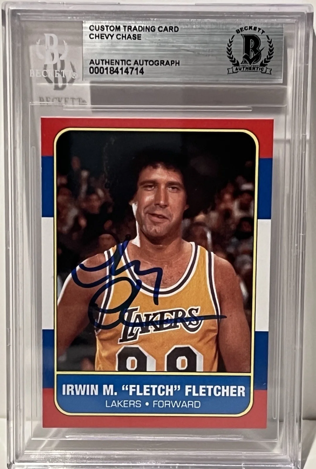 Chevy Chase — CHEVY CHASE Signed Autograph Auto 1986/87 Fleer Custom Irwin Fletch Fletcher BGS, изображение 4
