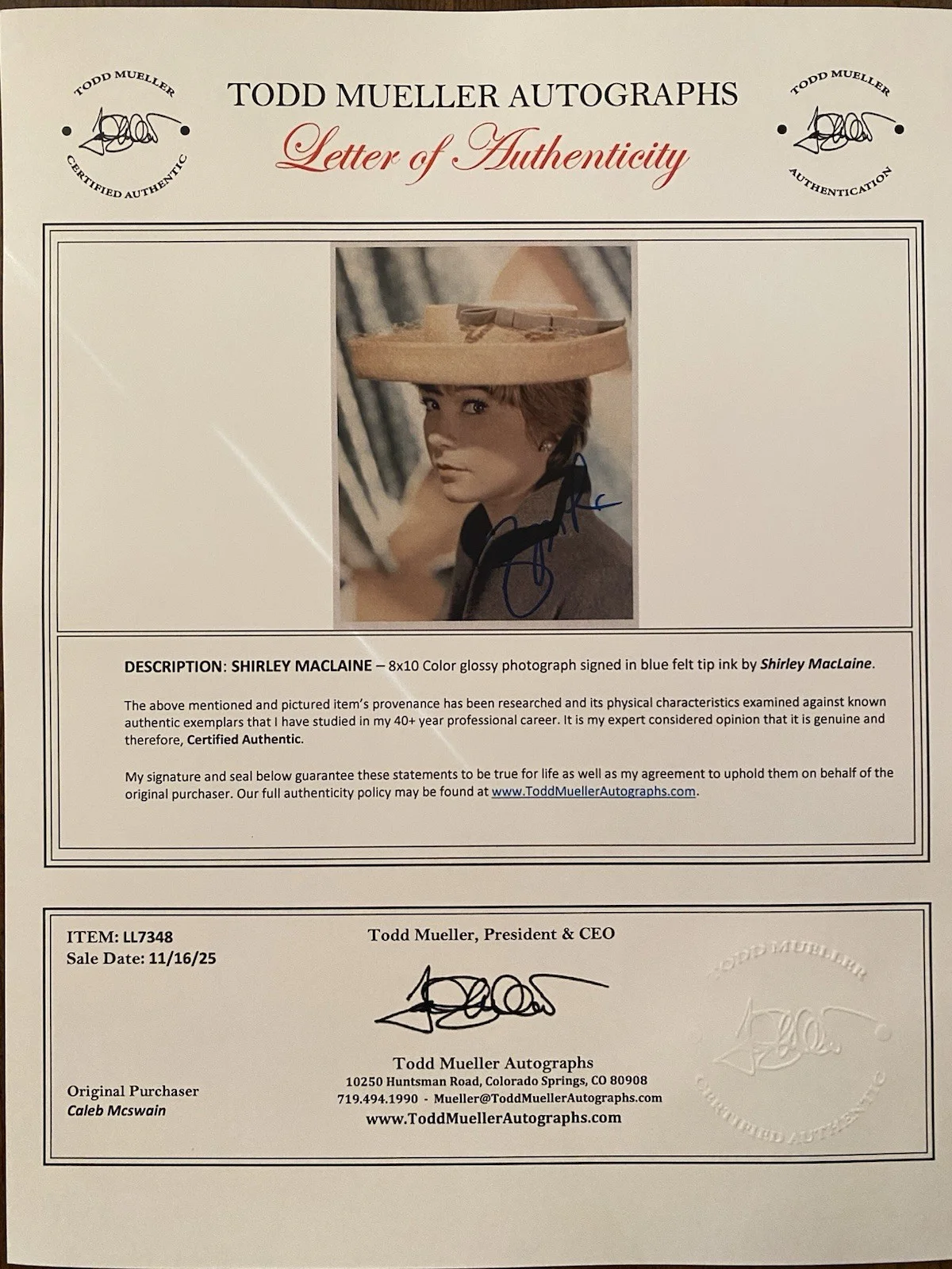 Shirley MacLaine — Shirley MacLaine Signed Autographed Photo With COA The Apartment Irma La Douce, image 4