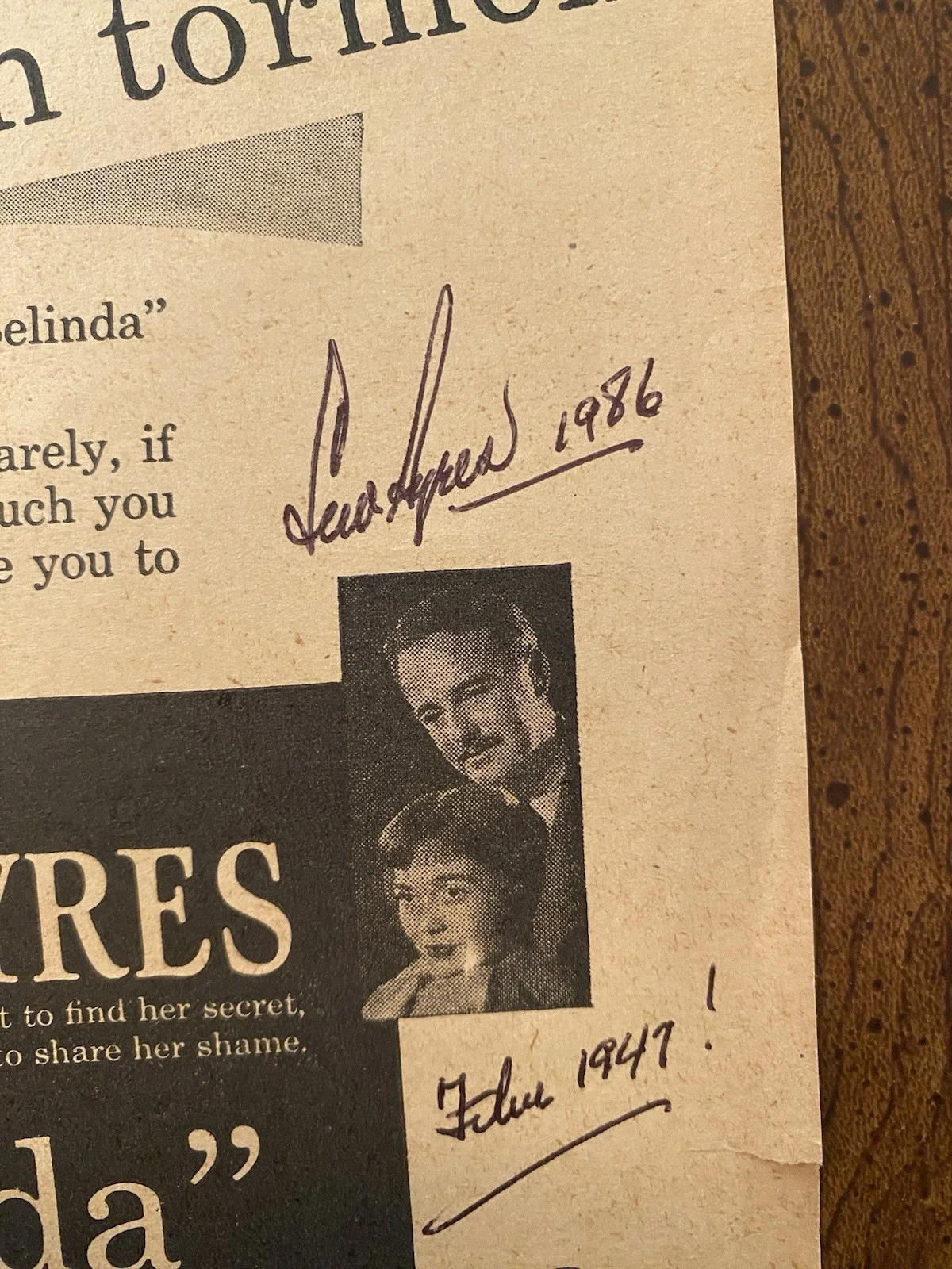 Jane Wyman, Lew Ayres — Jane Wyman Lew Ayres Signed Autographed Photo With COA Johnny Belinda, изображение 4