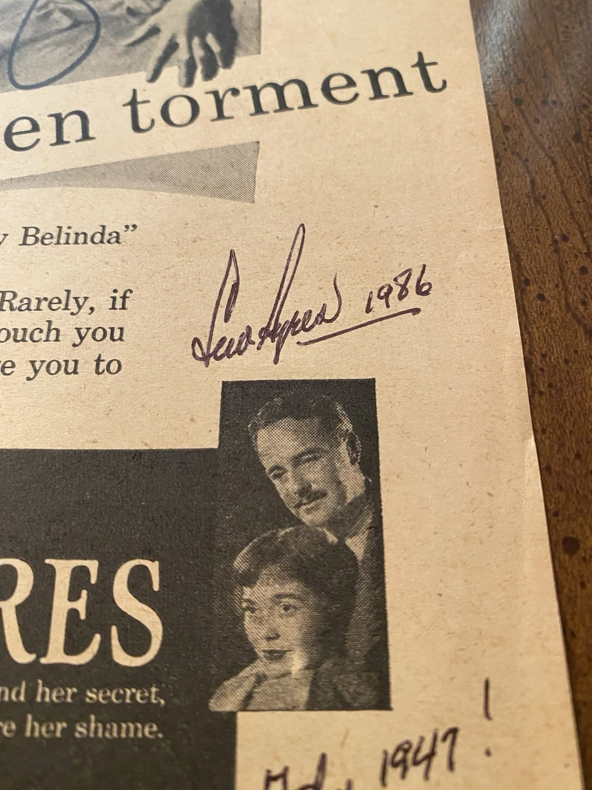 Jane Wyman, Lew Ayres — Jane Wyman Lew Ayres Signed Autographed Photo With COA Johnny Belinda, изображение 5