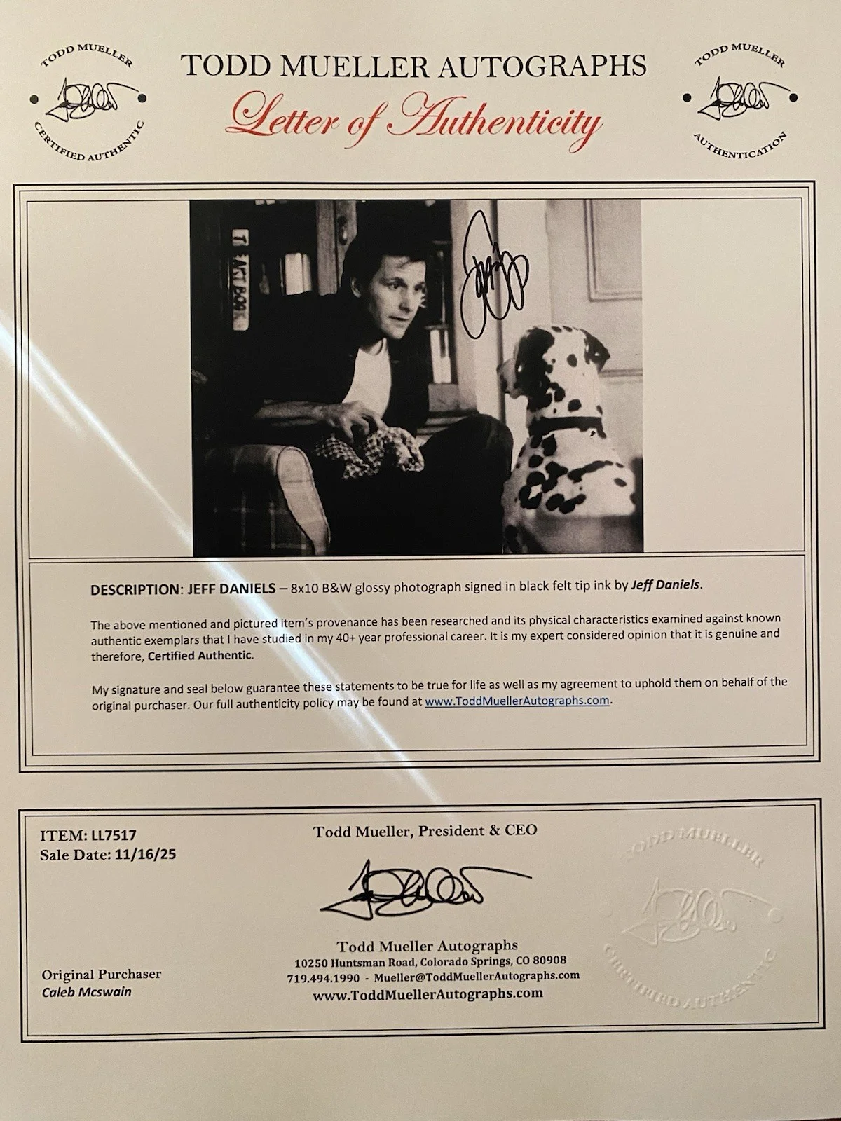 Jeff Daniels — Jeff Daniels Signed Autographed Photo With COA 101 Dalmatians Disney, image 4
