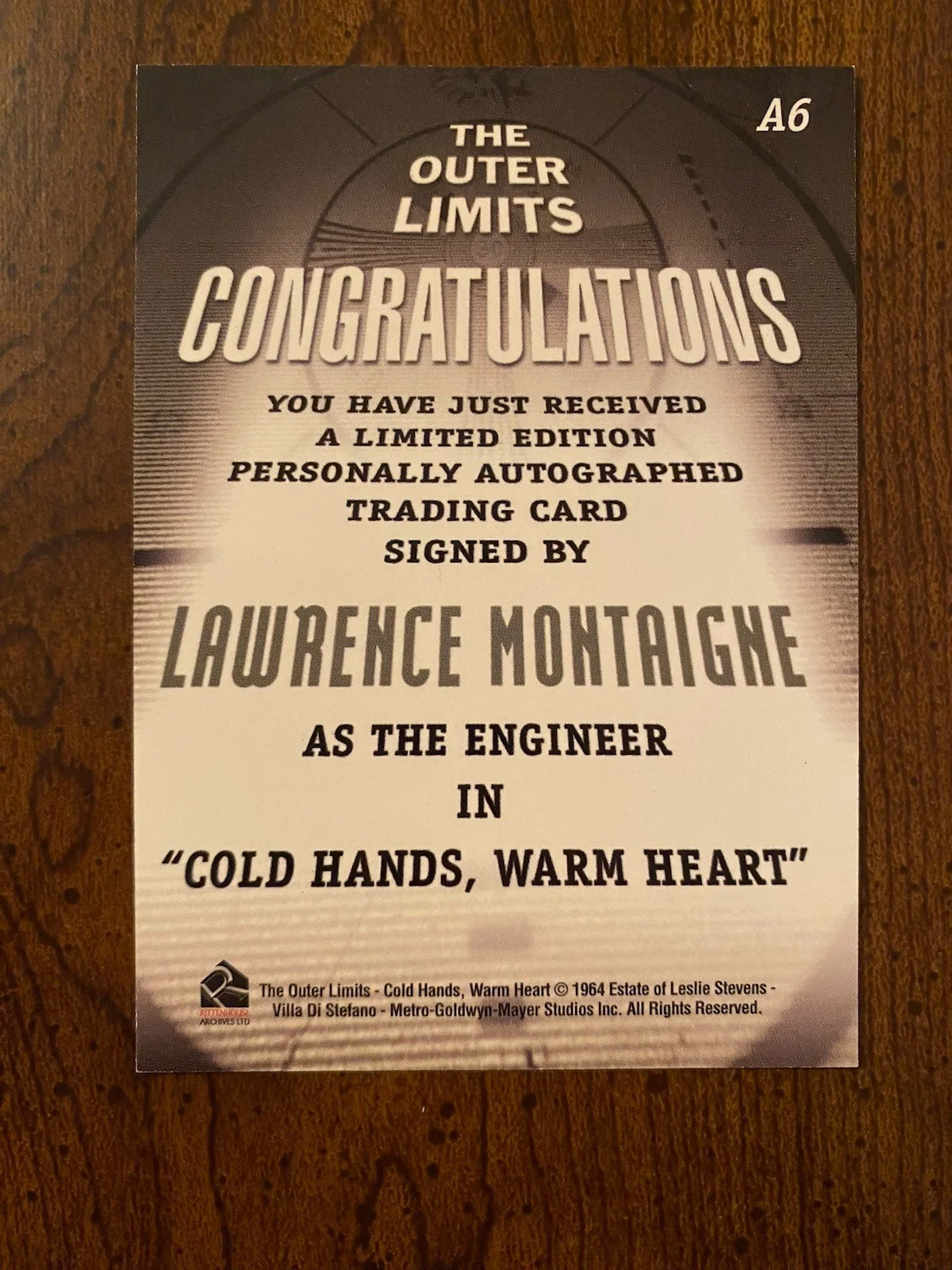 Lawrence Montaigne — Lawrence Montaigne Signed Autographed The Outer Limits Card Rittenhouse, image 3