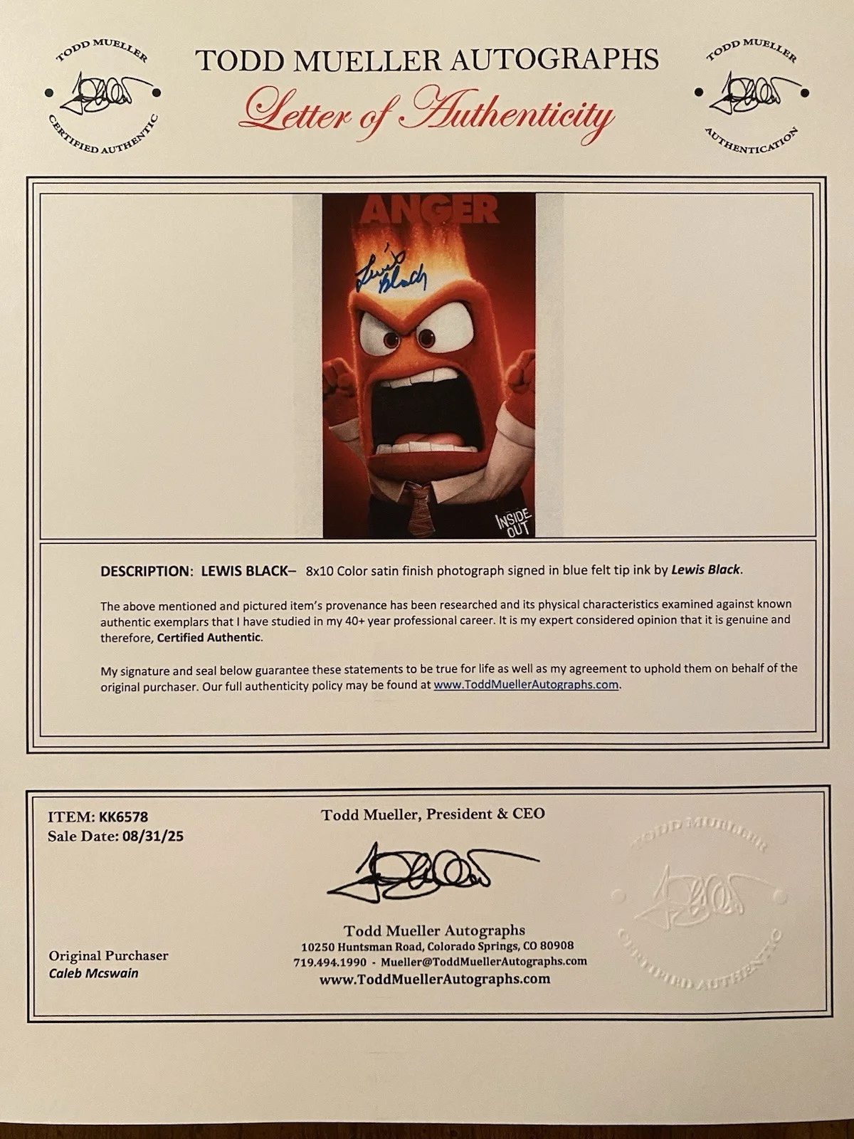 Lewis Black — Lewis Black Signed Autographed Photo With COA Anger Inside Out Disney, image 4