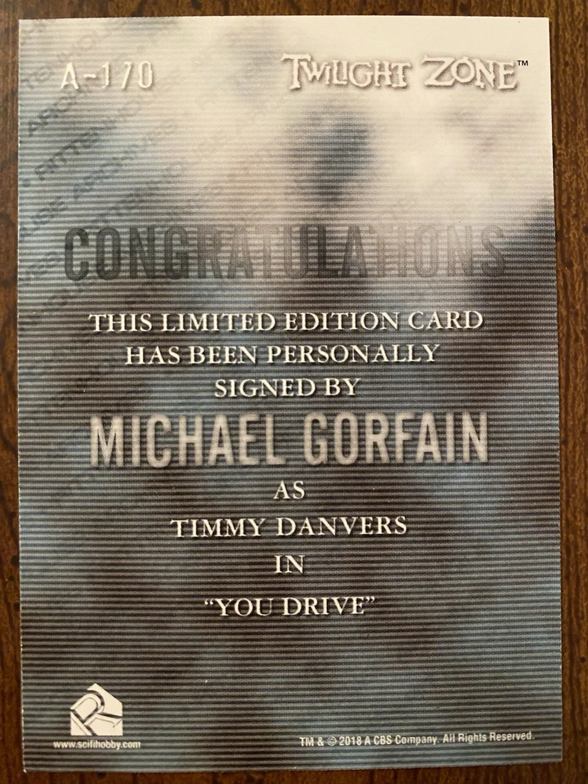 Michael Gorfain — Michael Gorfain Signed Autographed The Twilight Zone Trading Card Rittenhouse, image 3
