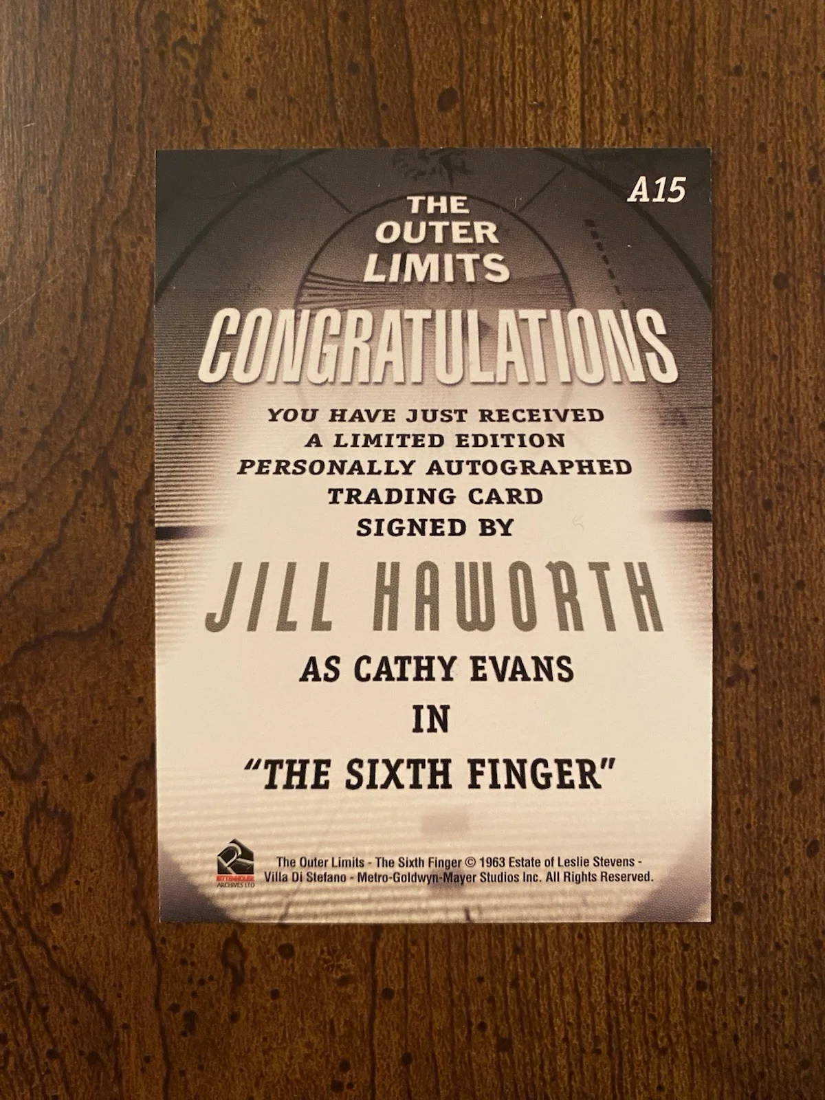 Jill Haworth — Jill Haworth Signed Autographed The Outer Limits Card Rittenhouse, image 3