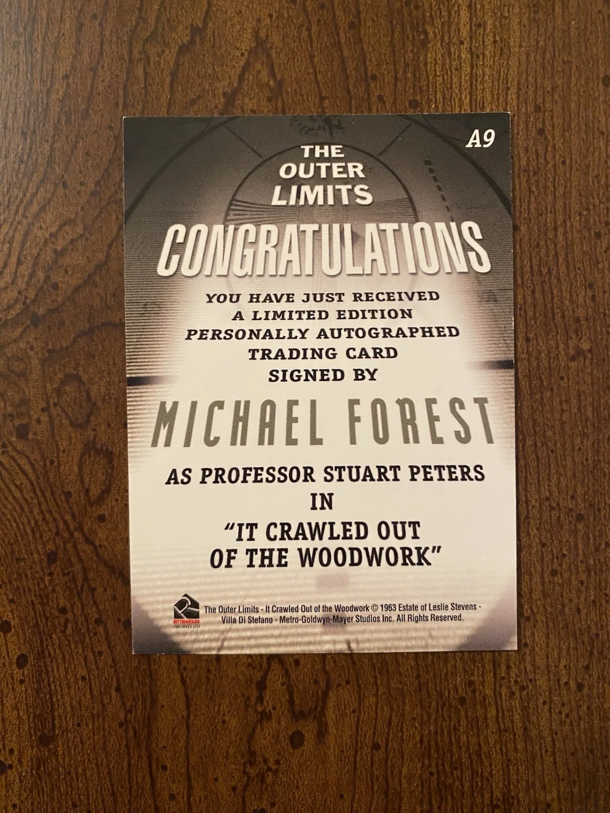 Michael Forest — Michael Forest Signed Autographed The Outer Limits Card Rittenhouse, image 3