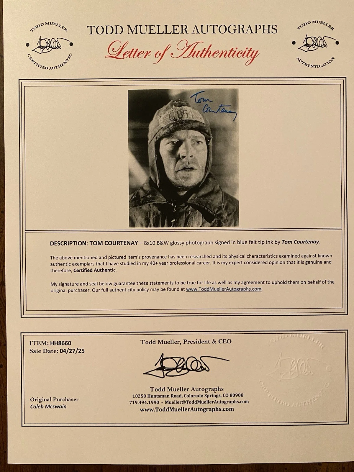 Tom Courtenay — Tom Courtenay Signed Autographed Photo With COA Doctor Zhivago Billy Liar King R, изображение 4