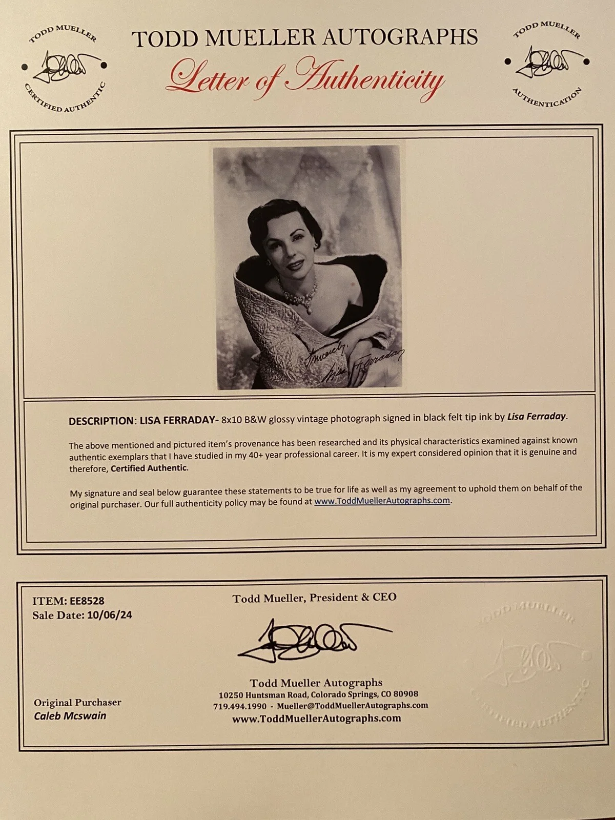 Lisa Ferraday — Lisa Ferraday Signed Autographed Photo w COA Death Of A Scoundrel China Corsair, изображение 3