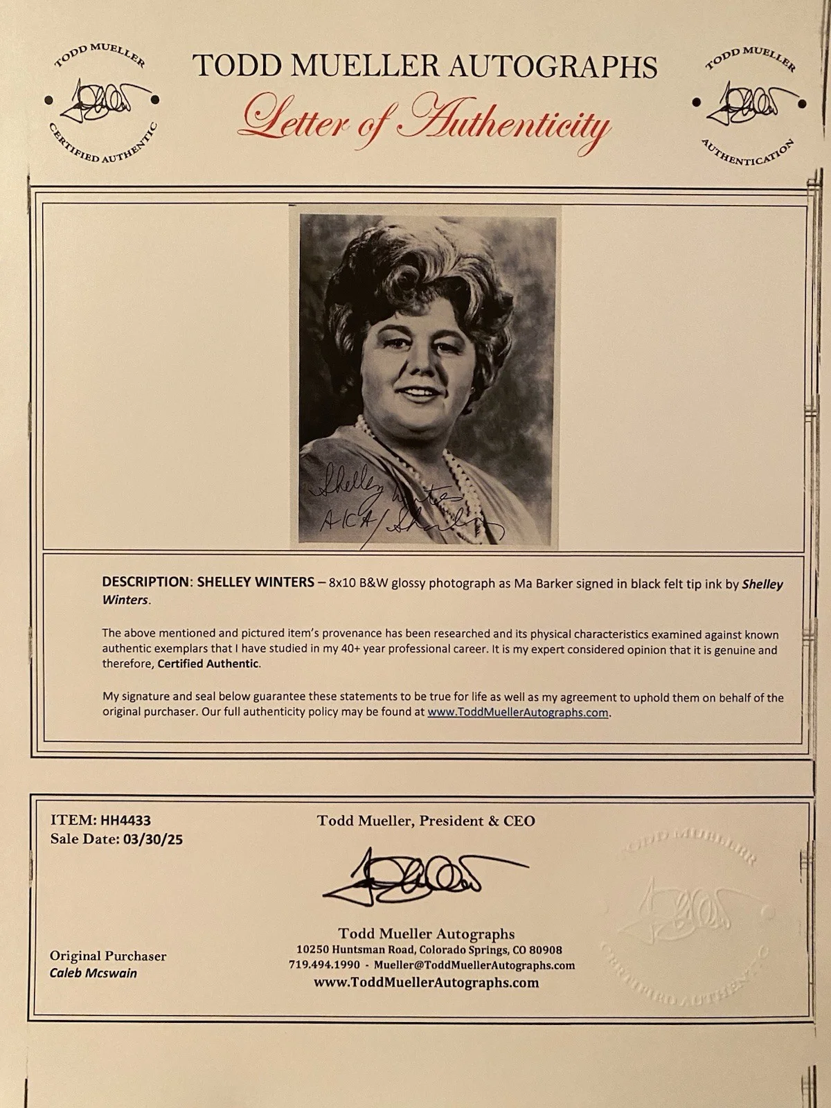 Shelley Winters — Shelley Winters Signed Autographed Photo With COA Batman 66 Ben Casey Laugh In, изображение 4
