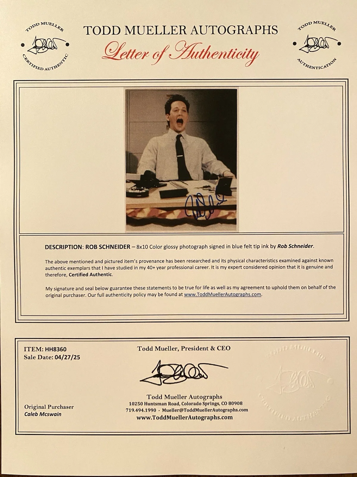 Rob Schneider — Rob Schneider Signed Autographed Photo With COA Home Alone Hot Chick Deuce Bigal, изображение 4