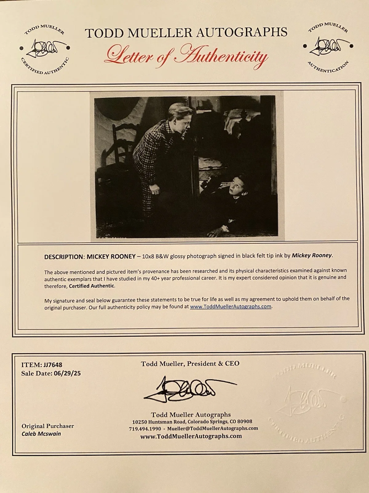 Mickey Rooney — Mickey Rooney Signed Autographed Photo With COA Little Lord Fauntleroy Boys Town, изображение 4
