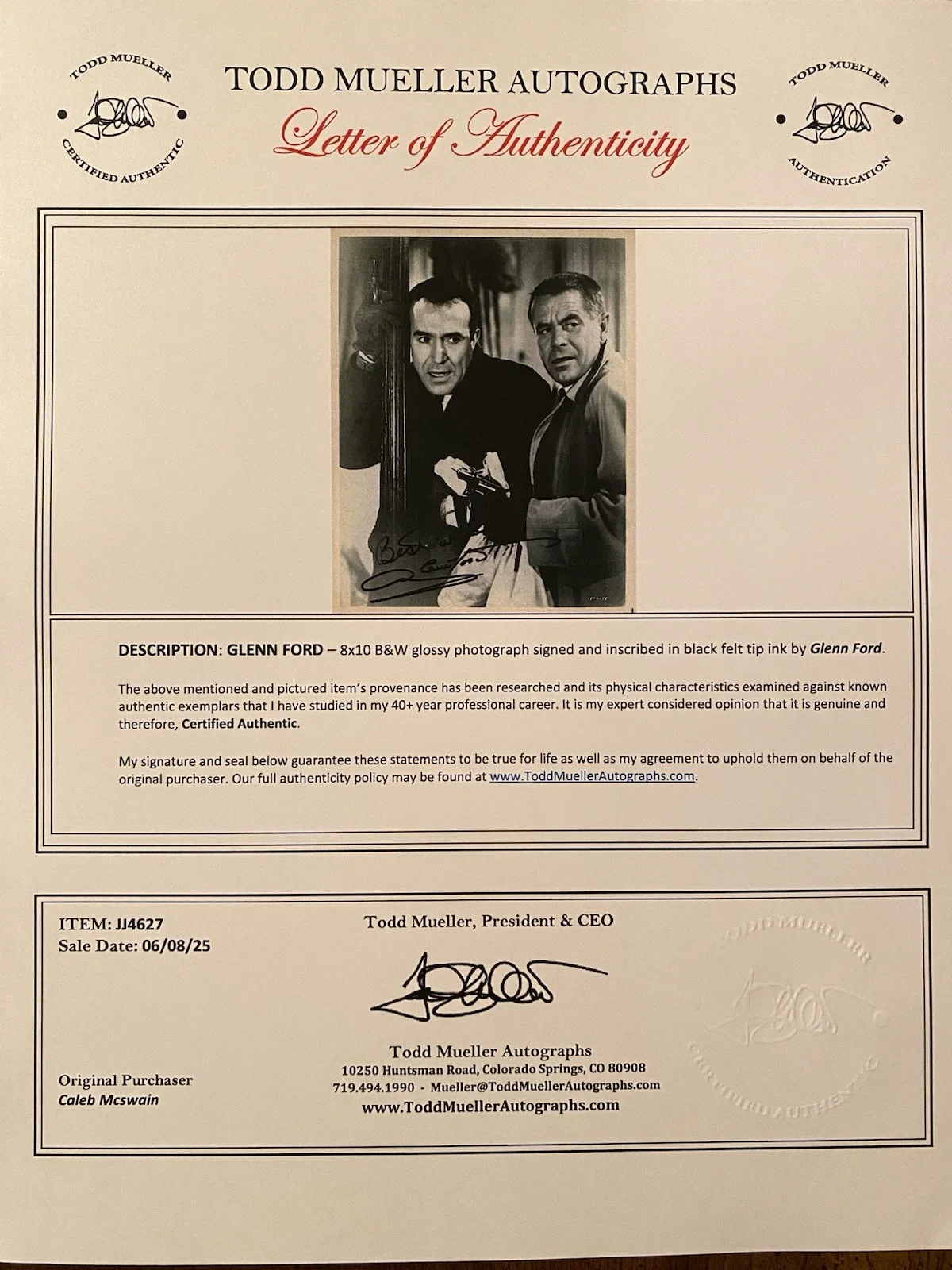 Glenn Ford — Glenn Ford Signed Autographed Photo With COA The Money Trap w Ricardo Montalban, изображение 4