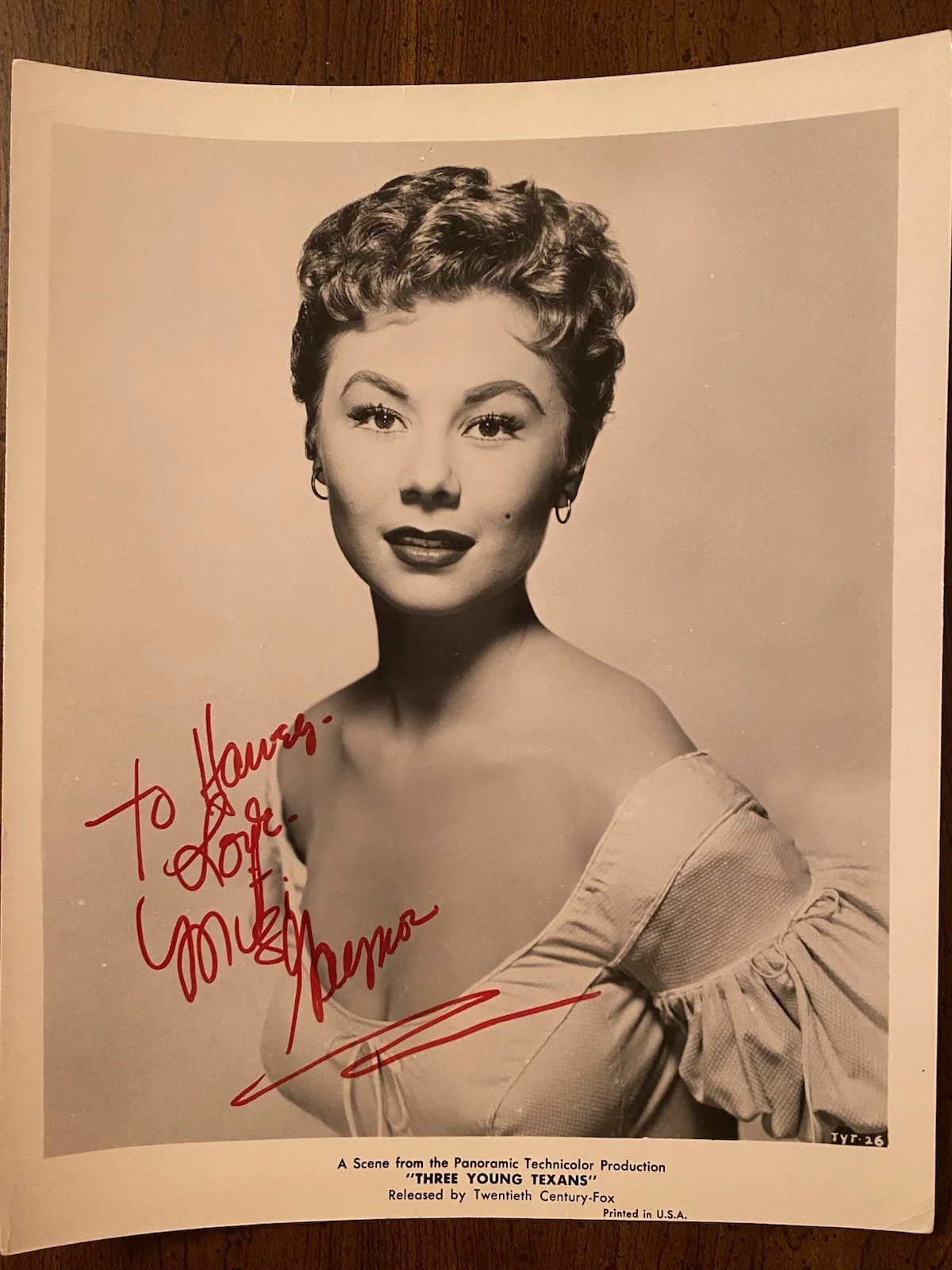 Mitzi Gaynor — Mitzi Gaynor Signed Autographed Photo With COA Three Young Texans South Pacific