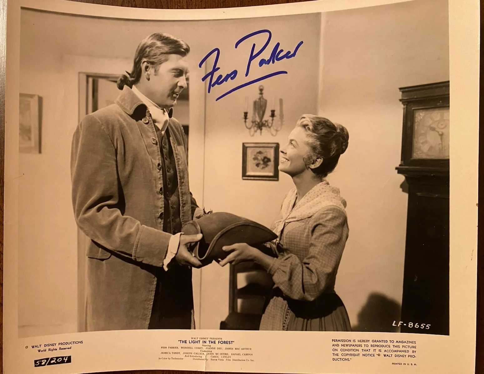 Fess Parker — Fess Parker Signed Autographed Vintage Photo With COA The Light In The Forest