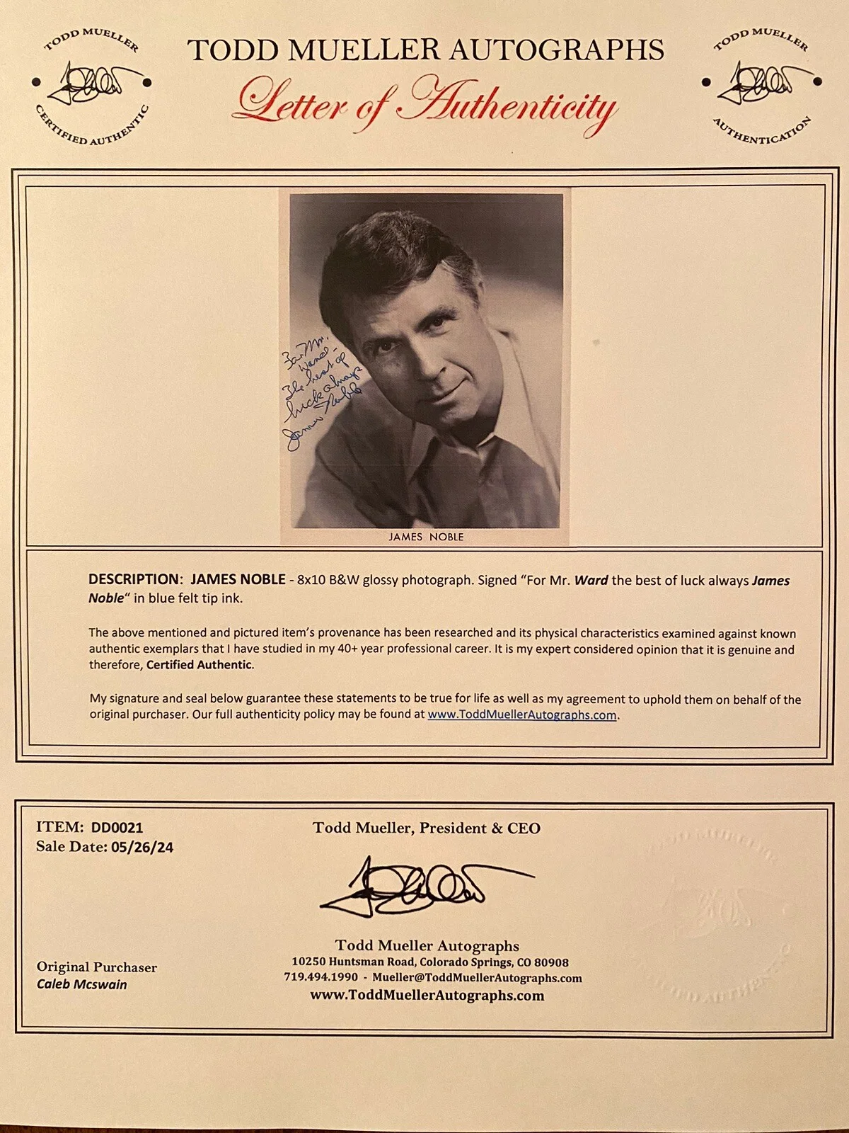 James Noble — James Noble Signed Autographed Photo Benson The Doctors 1776 Airplane With COA, image 3