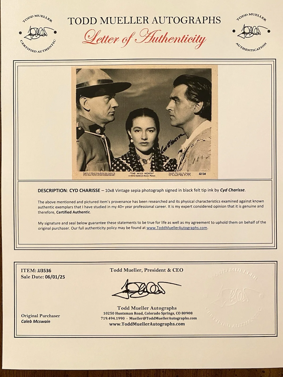 Cyd Charisse — Cyd Charisse Signed Autographed 10x8 Vintage Photo With COA The Wild North, изображение 4