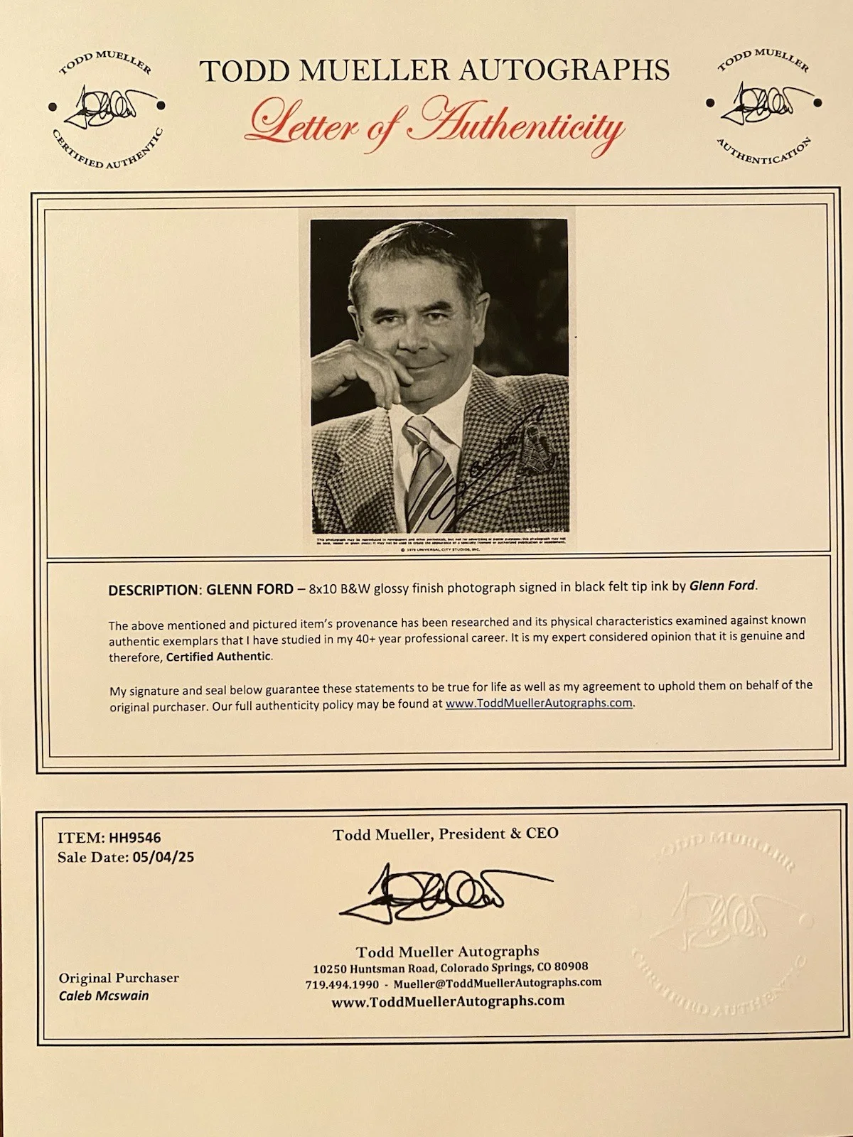 Glenn Ford — Glenn Ford Signed Autographed Photo With COA Superman Blackboard Jungle Gilda, изображение 4