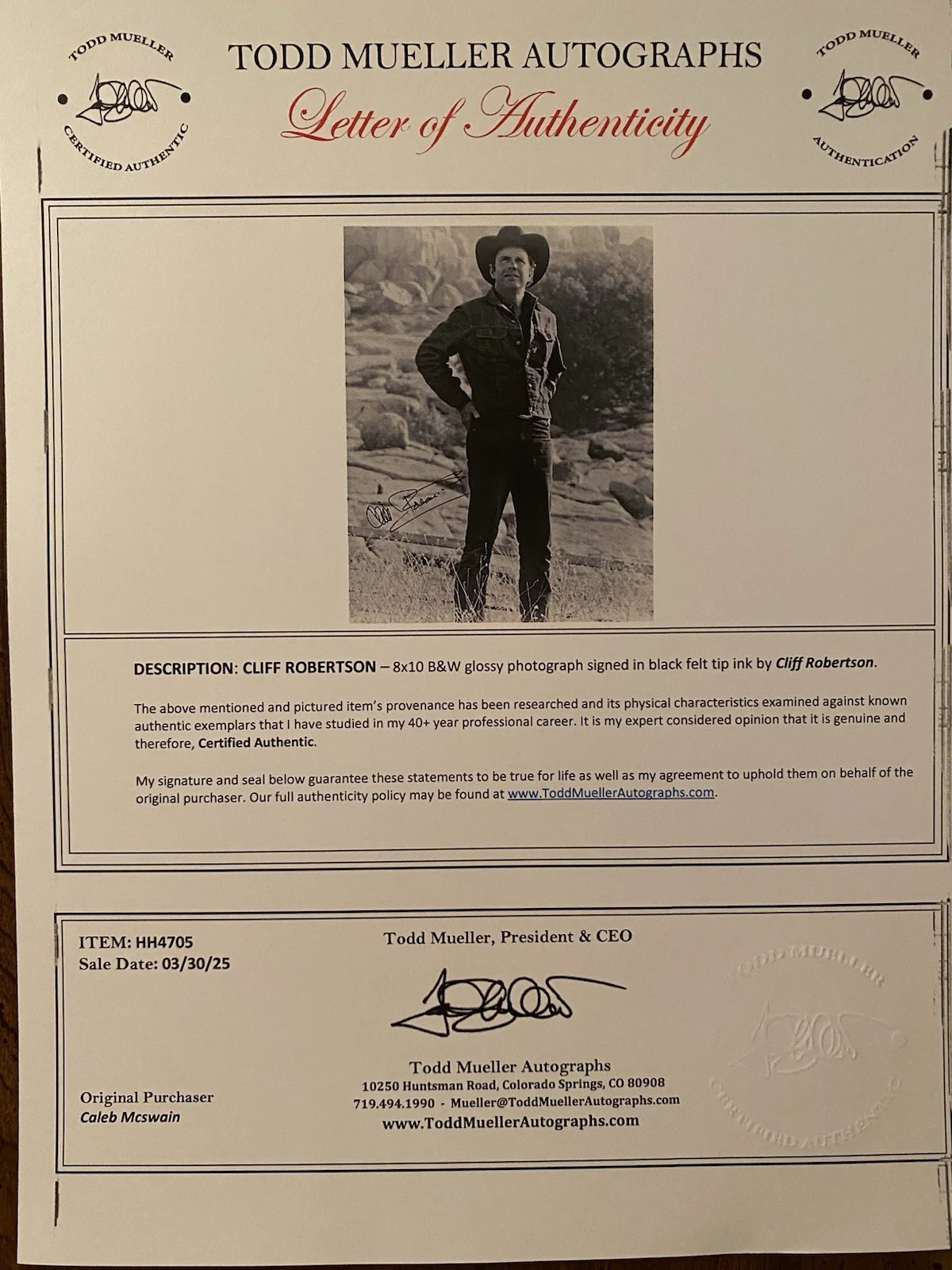 Cliff Robertson — Cliff Robertson Signed Autographed Photo With COA Batman 66 Twilight Zone Falcon, изображение 4