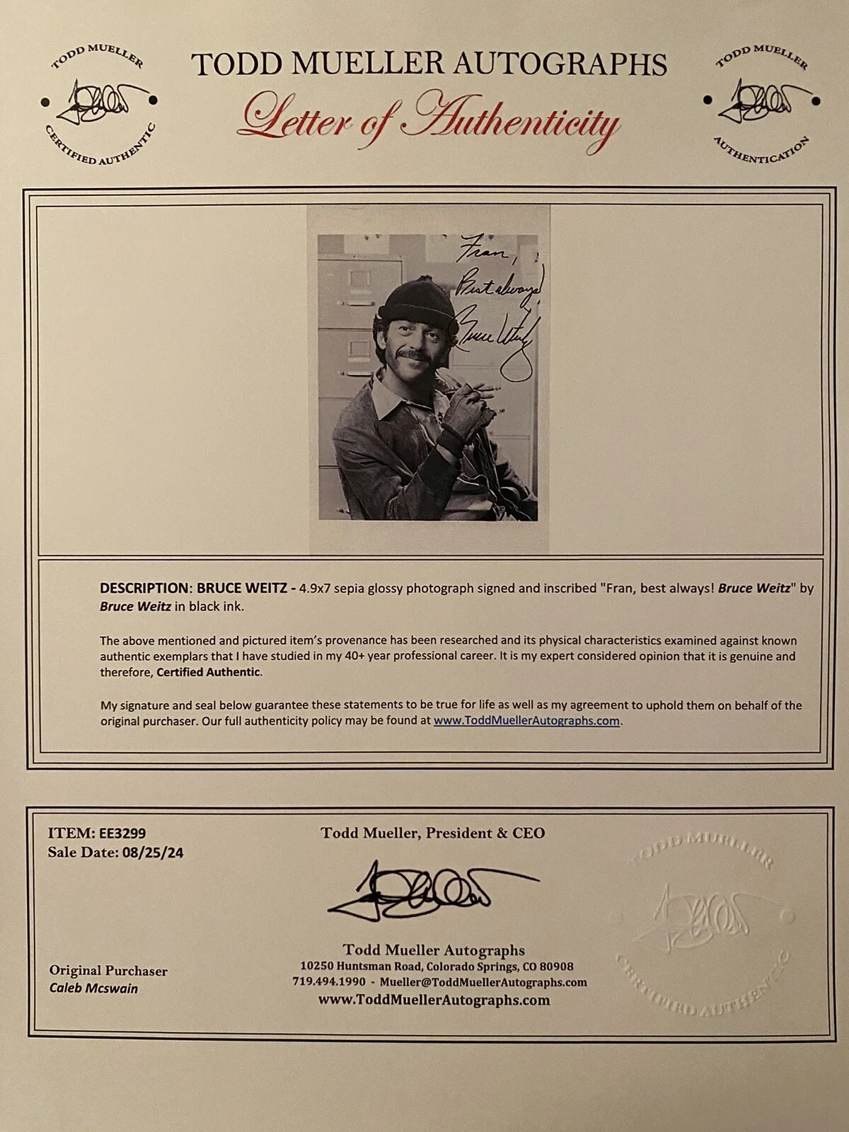 Bruce Weitz — Bruce Weitz Signed Autographed Photo With COA Hill Street Blues General Hospital, image 3