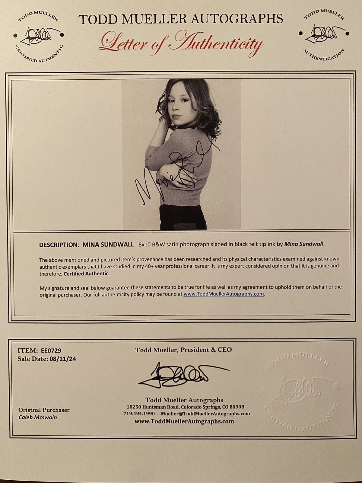 Mina Sundwall — Mina Sundwall Signed Photo Lost In Space Legends Of Tomorrow Jesus Revolution, изображение 3
