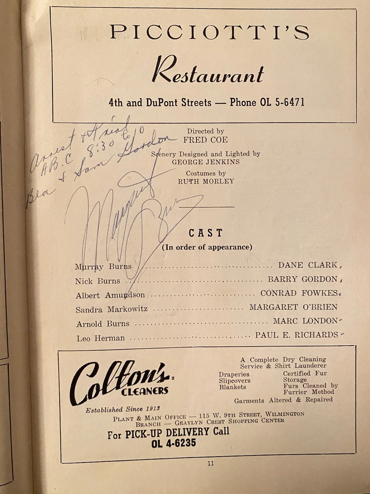 Margaret O’Brien, Barry Gordon, Dane Clark, Cast — Margaret O’Brien Barry Gordon Dane Clark Etc Signed Playhouse Program With COA, image 2