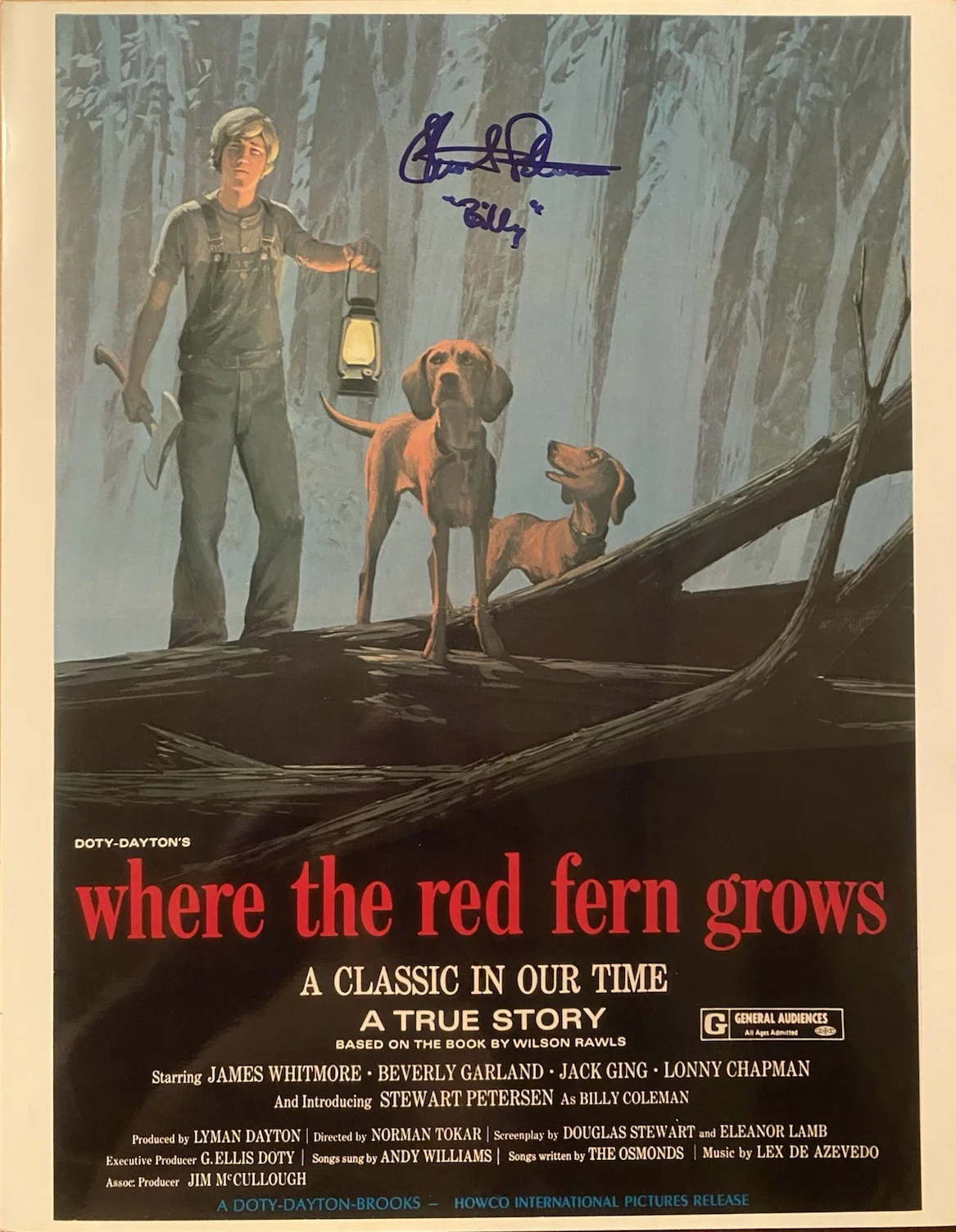 Stewart Petersen — Stewart Petersen Signed Autographed Poster With COA Where The Red Fern Grows
