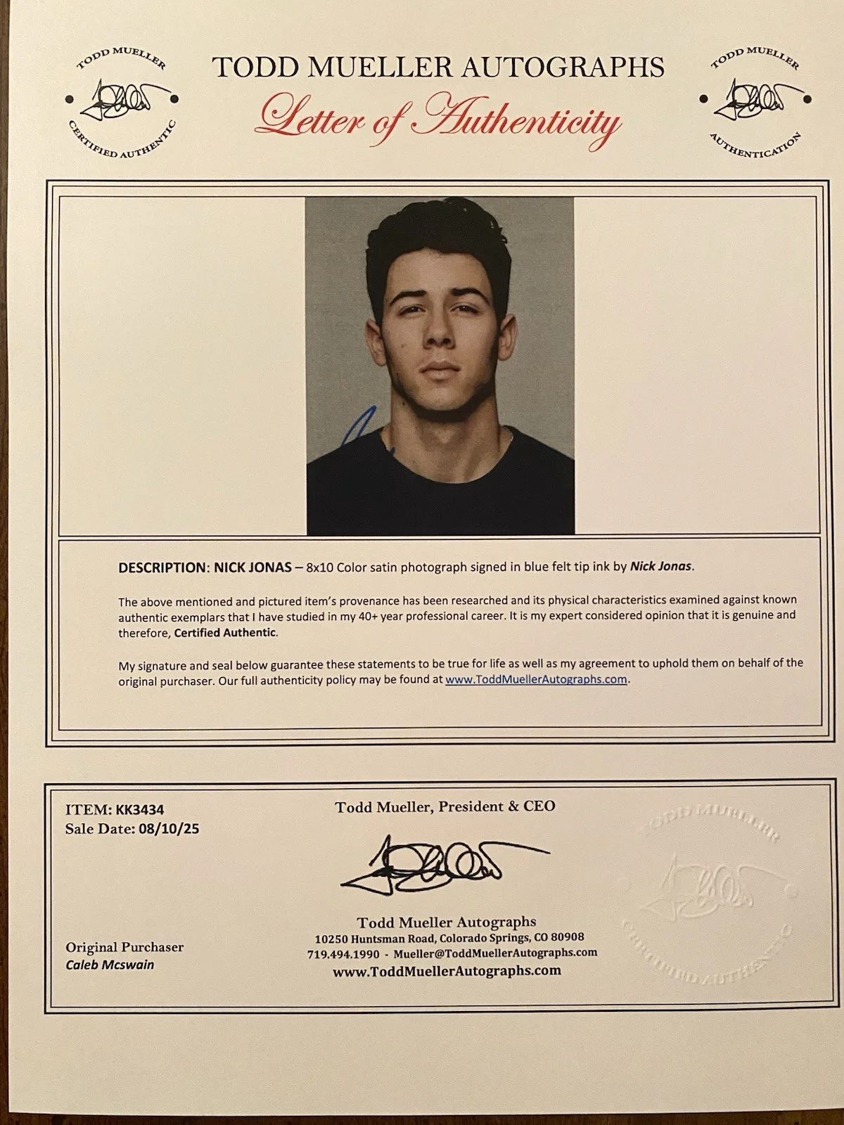 Nick Jonas Signed Autographed Photo With COA Jonas Brothers The Voice, изображение 4