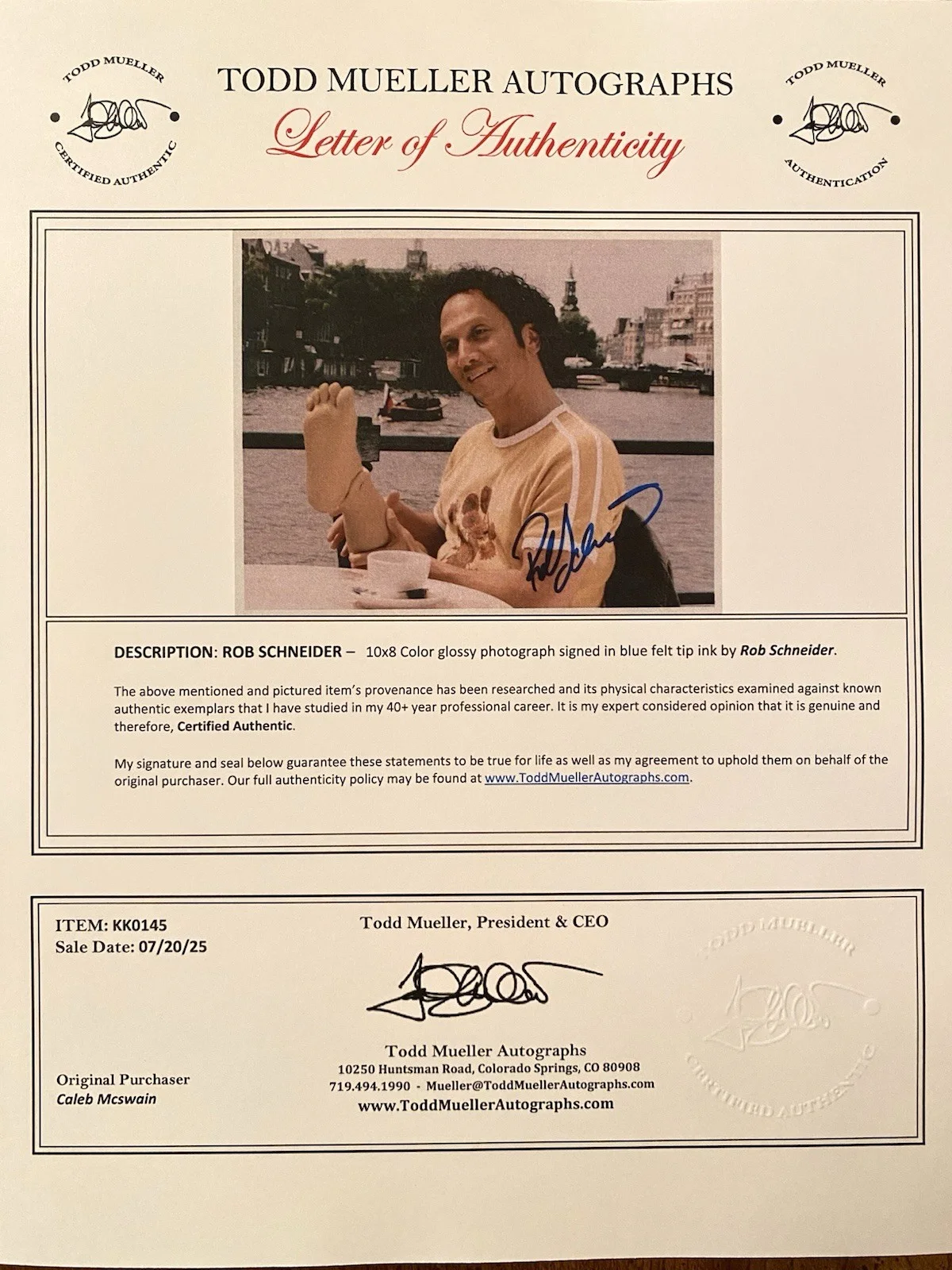 Rob Schneider — Rob Schneider Signed Autographed Photo With COA Deuce Bigalow The Hot Chick, image 4