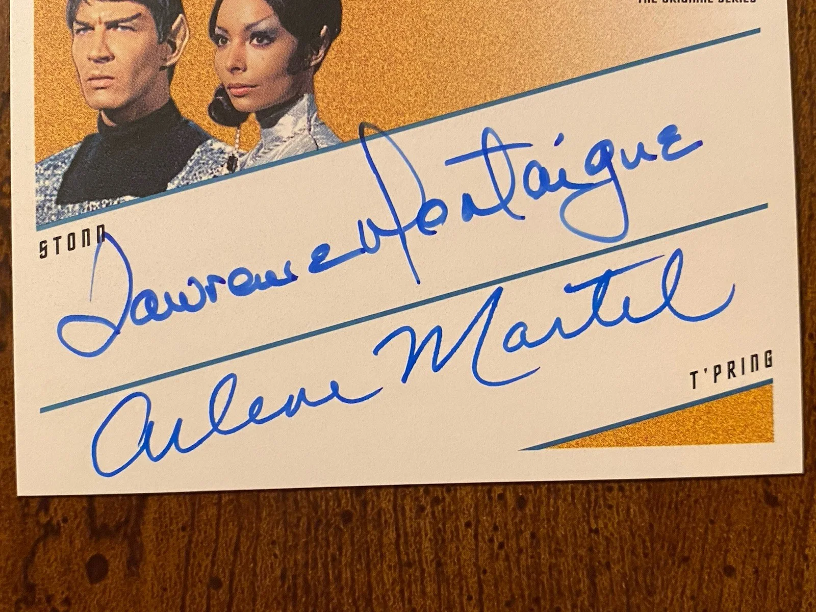 Lawrence Montaigne, Arlene Martel — Lawrence Montaigne Arlene Martel Signed Autographed Star Trek Quotable Card, изображение 2