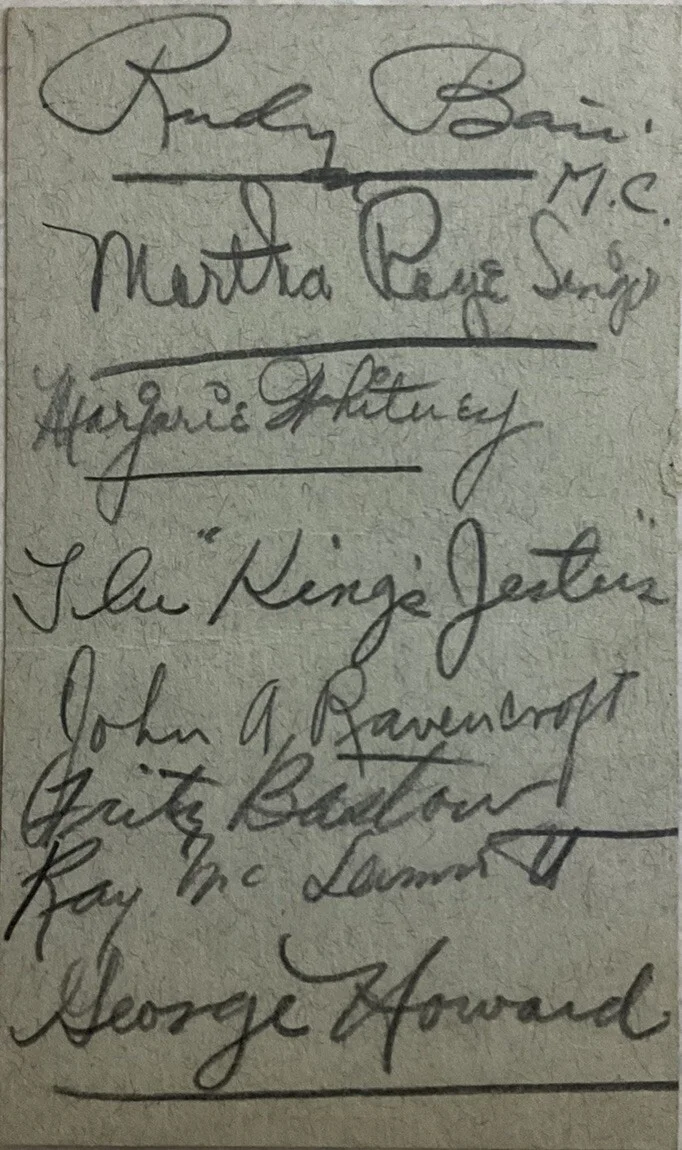 Martha Raye, Marjorie Whitney, The King’s Jesters — Martha Raye Kings Jesters Marjorie Whitney Signed Autographed Card With COA LOA, изображение 2