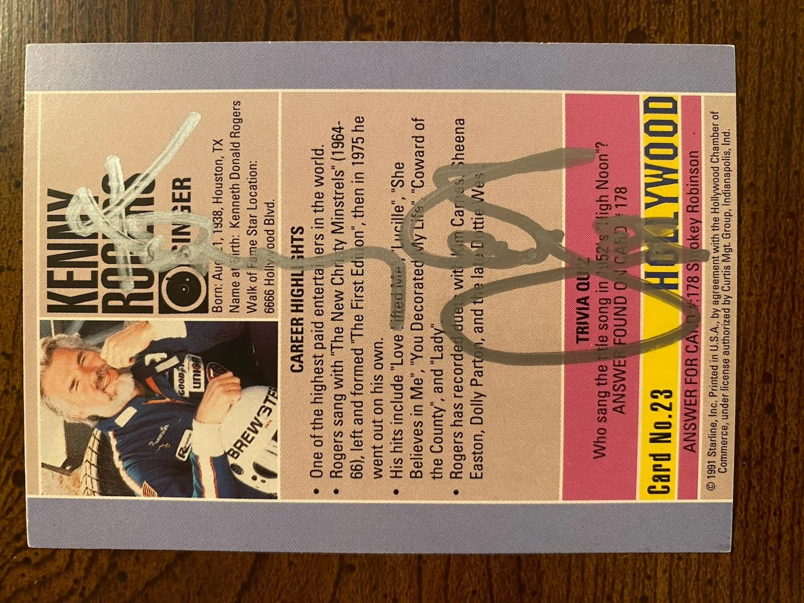 Kenny Rogers Signed Autographed Hollywood Walk Of Fame Card With COA RARE, изображение 2