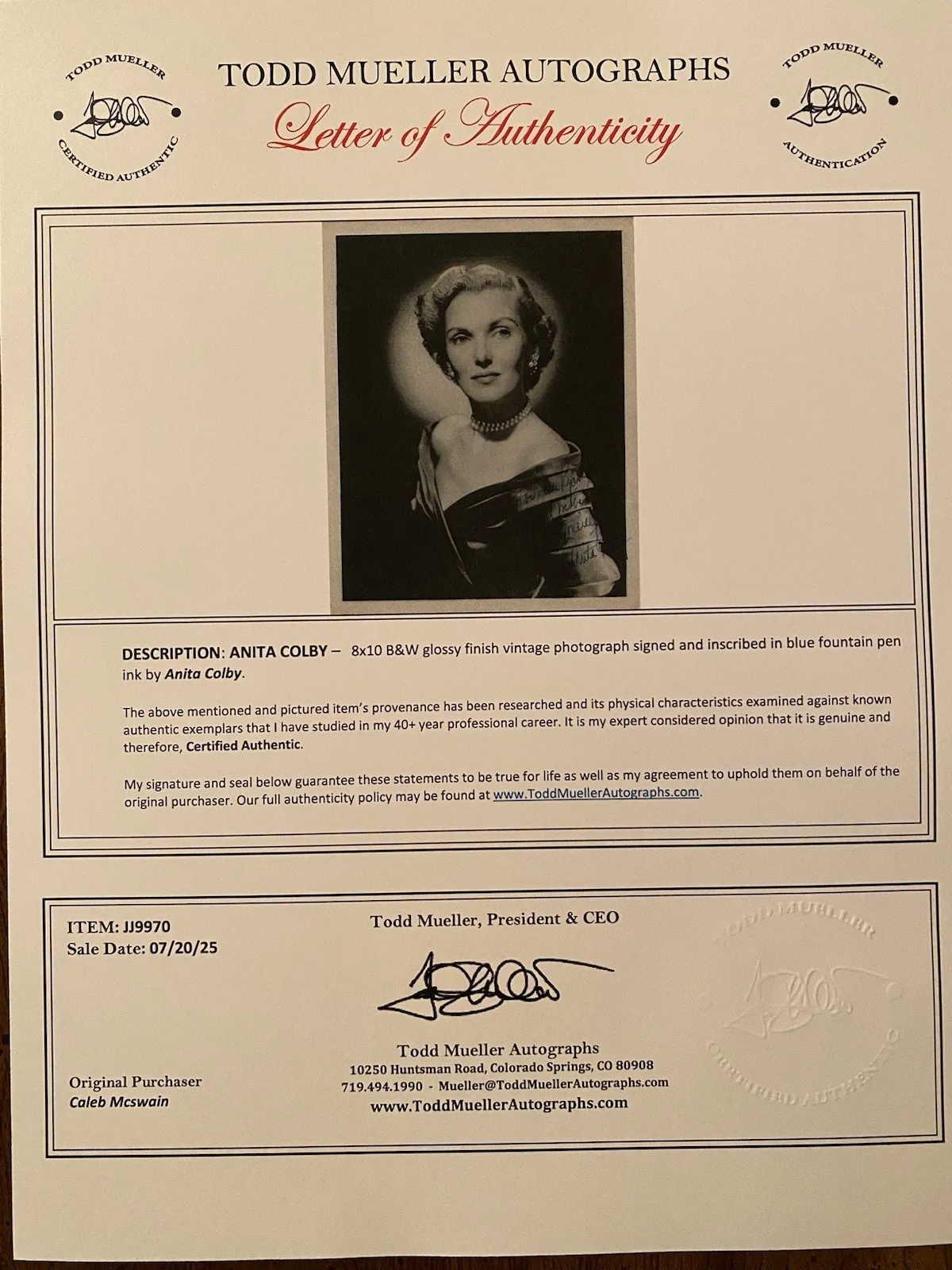 Anita Colby — Anita Colby Signed Autographed 8x10 Photo With COA Mary Of Scotland Brute Force, изображение 4
