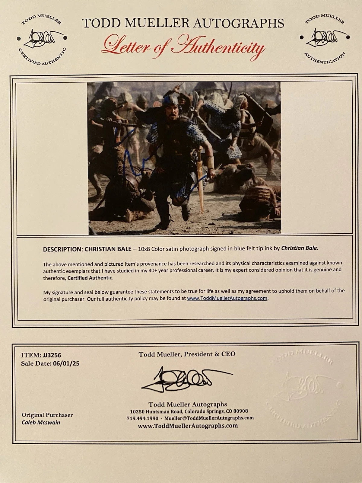 Christian Bale — Christian Bale Signed Autographed Photo With COA Exodus Gods And Kings, image 4
