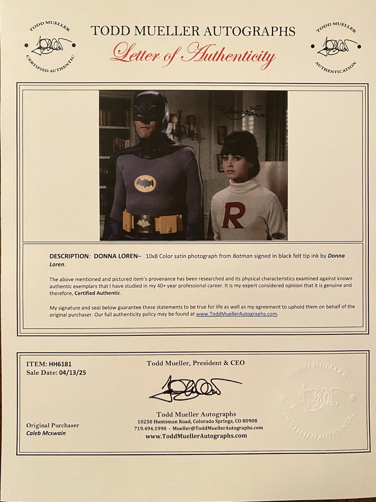 Donna Loren — Donna Loren Signed Autographed Batman 66 Photo With COA, image 5