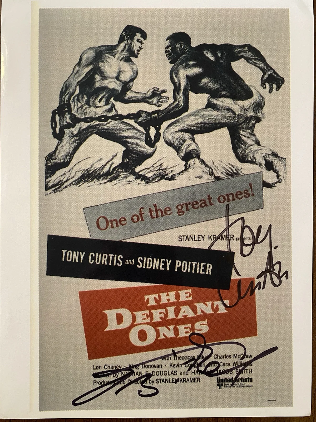 Tony Curtis, Theodore Bikel — Tony Curtis Theodore Bikel Signed Autographed Photo The Defiant Ones With COA